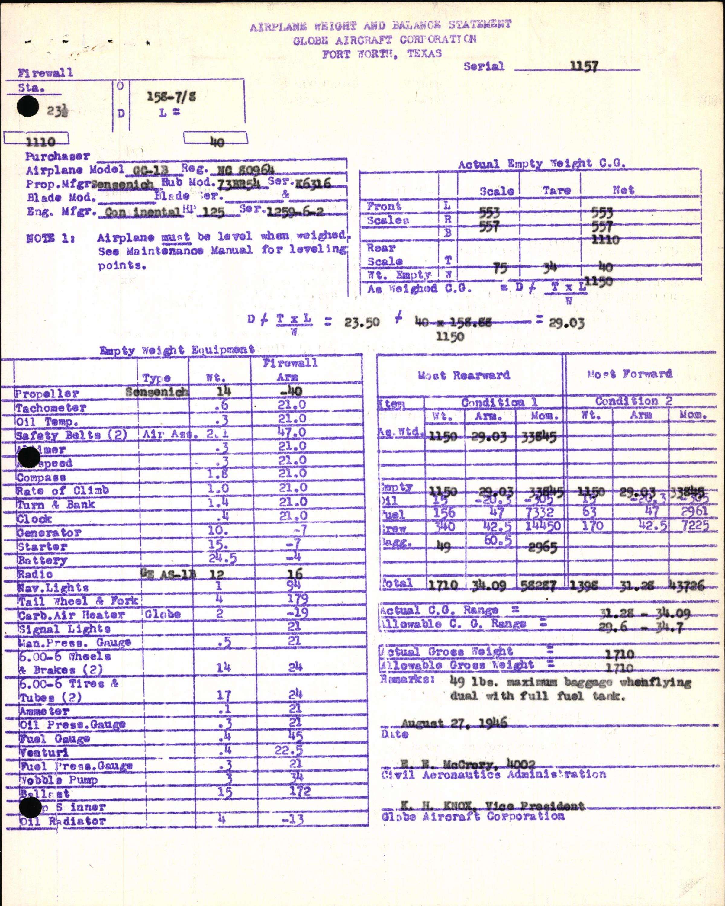 Sample page 7 from AirCorps Library document: Technical Information for Serial Number 1157