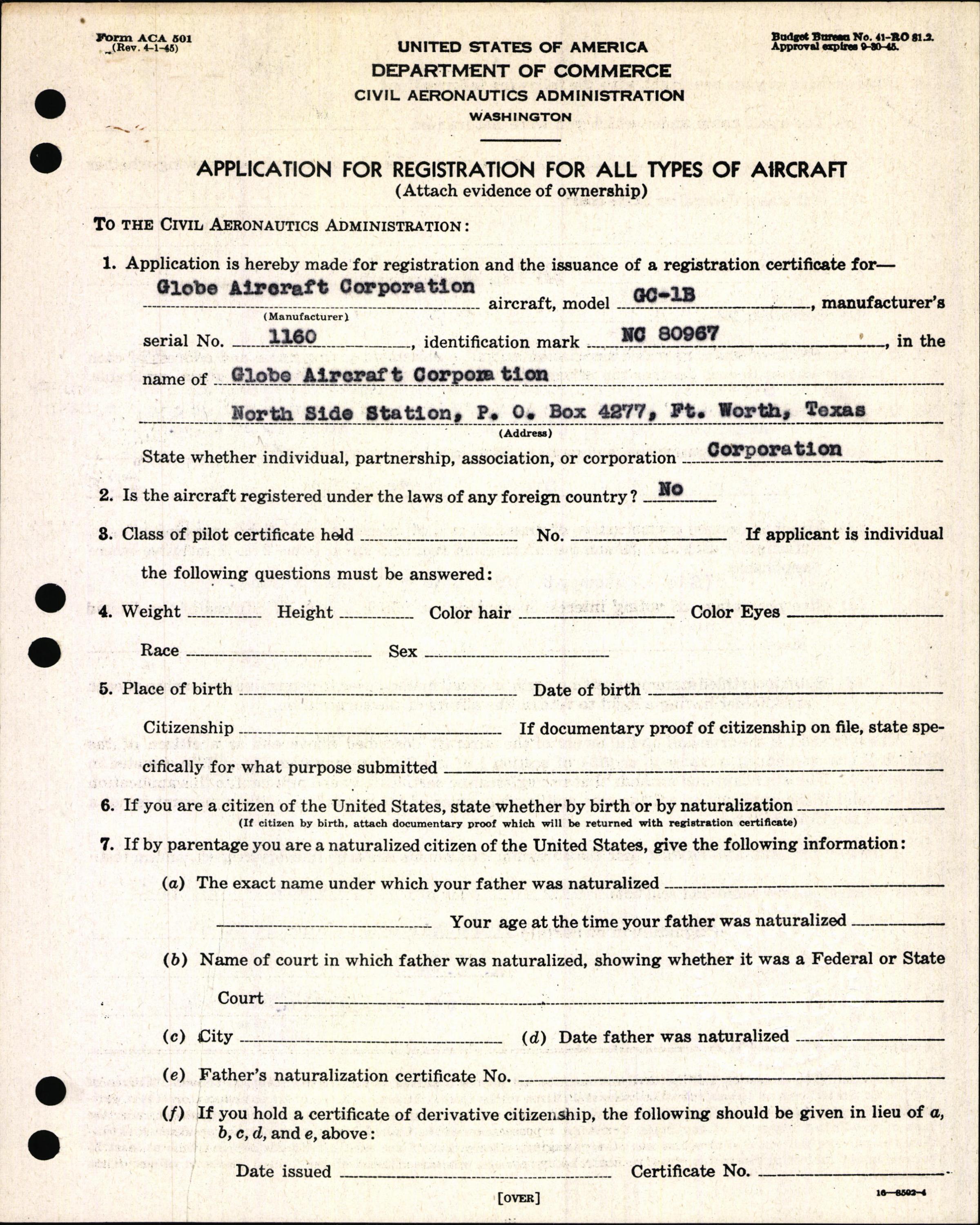 Sample page 3 from AirCorps Library document: Technical Information for Serial Number 1160