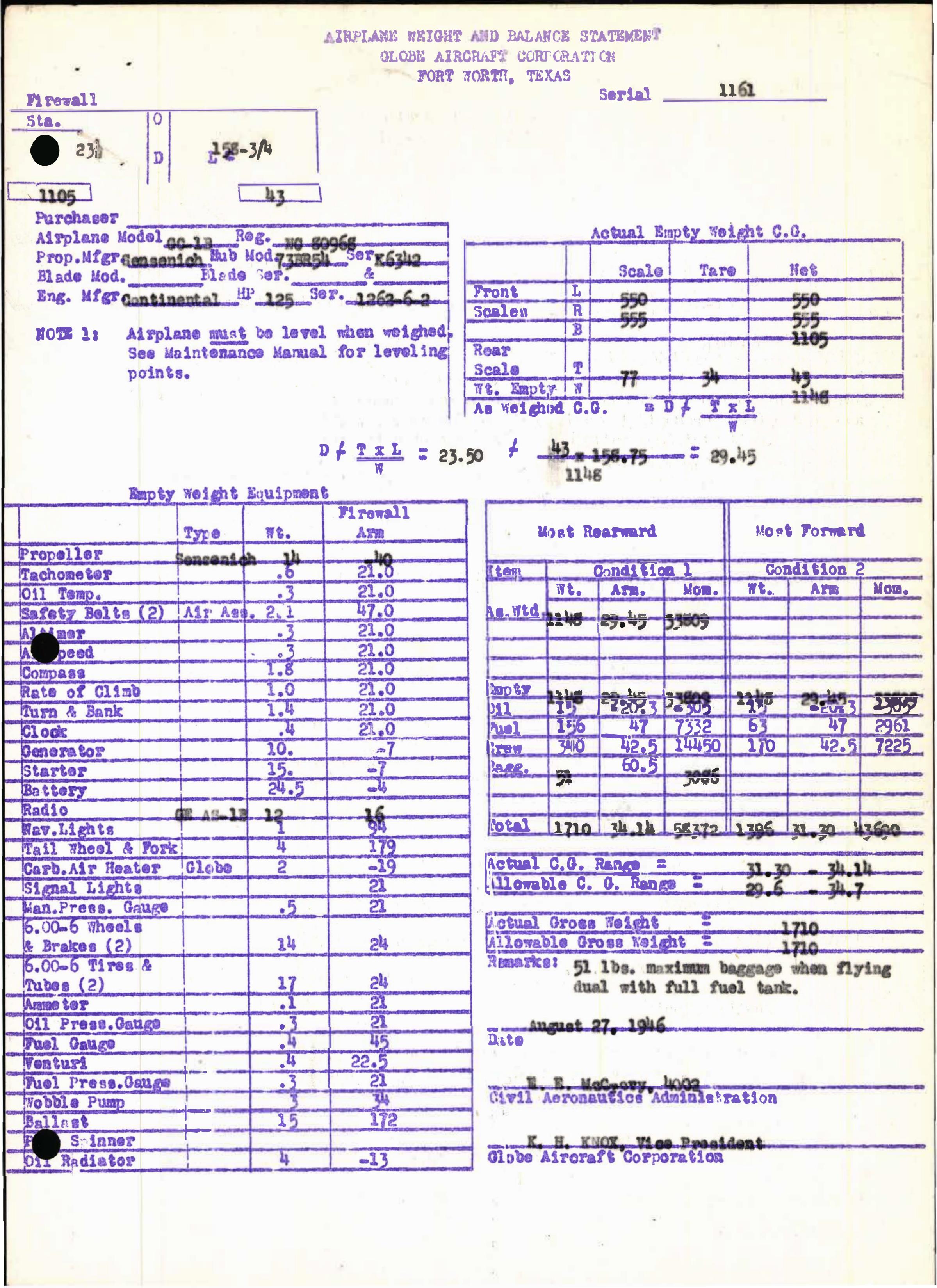 Sample page 5 from AirCorps Library document: Technical Information for Serial Number 1161
