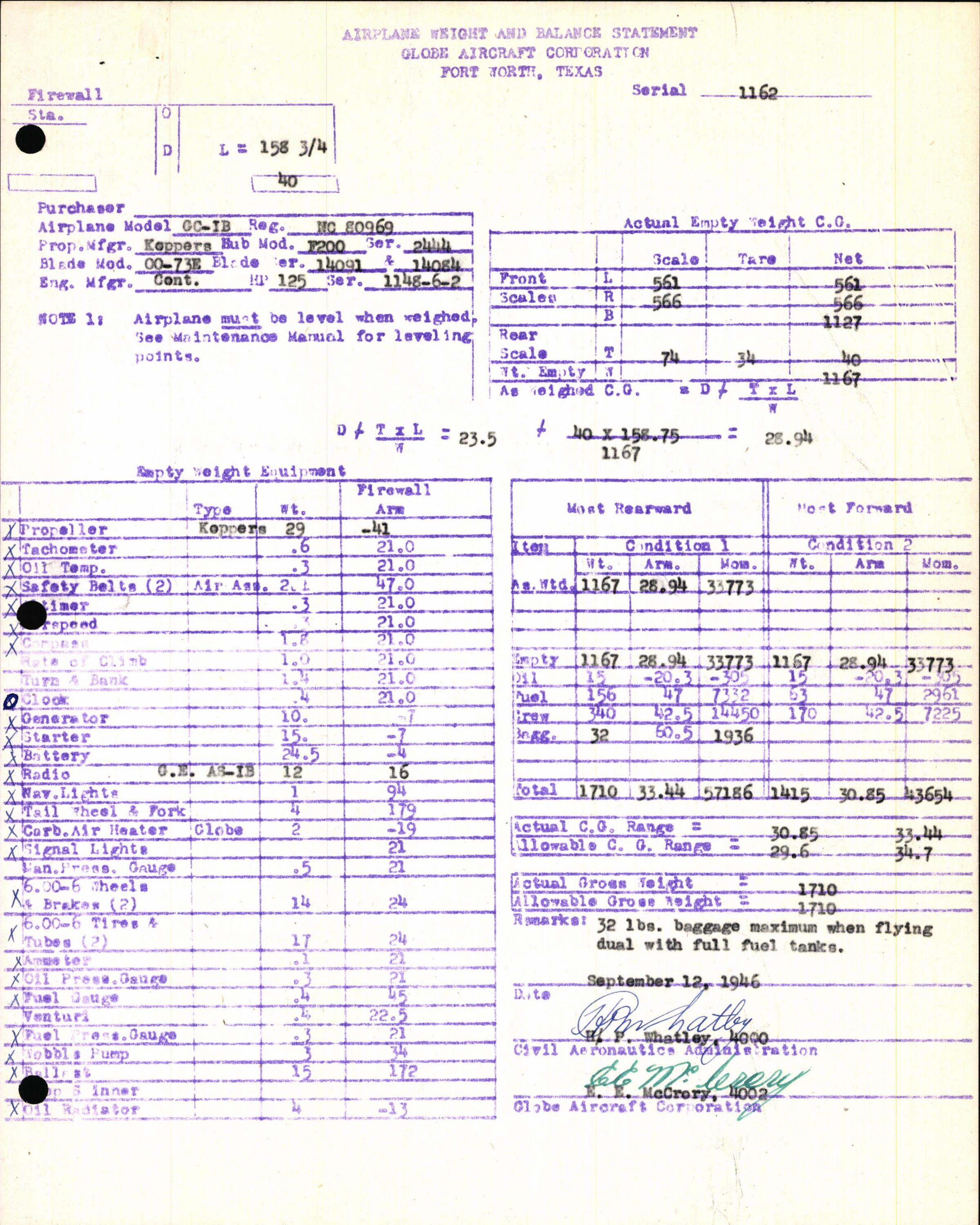 Sample page 5 from AirCorps Library document: Technical Information for Serial Number 1162