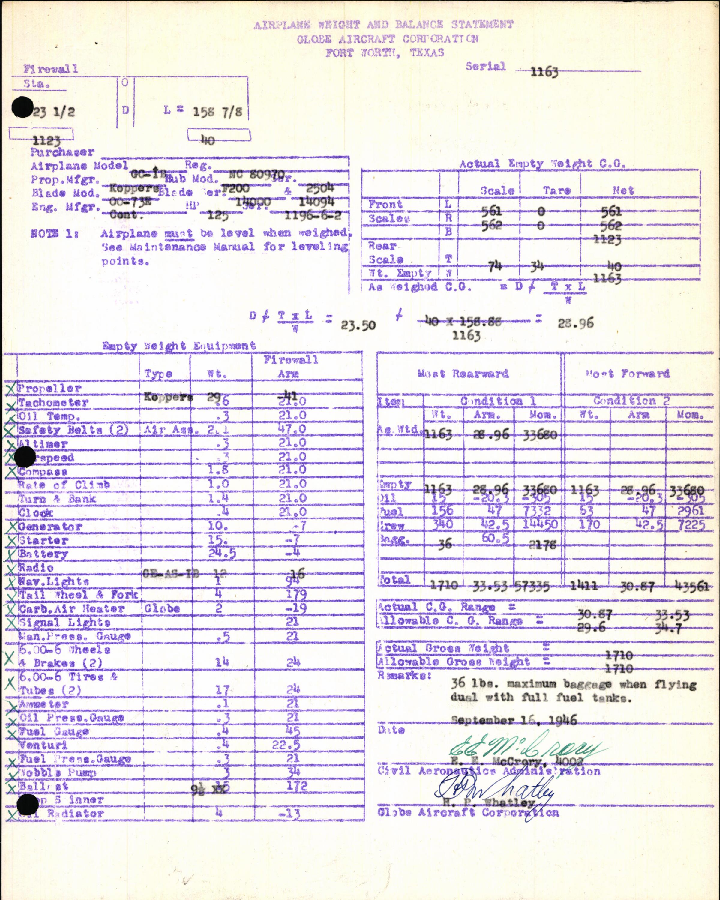 Sample page 5 from AirCorps Library document: Technical Information for Serial Number 1163