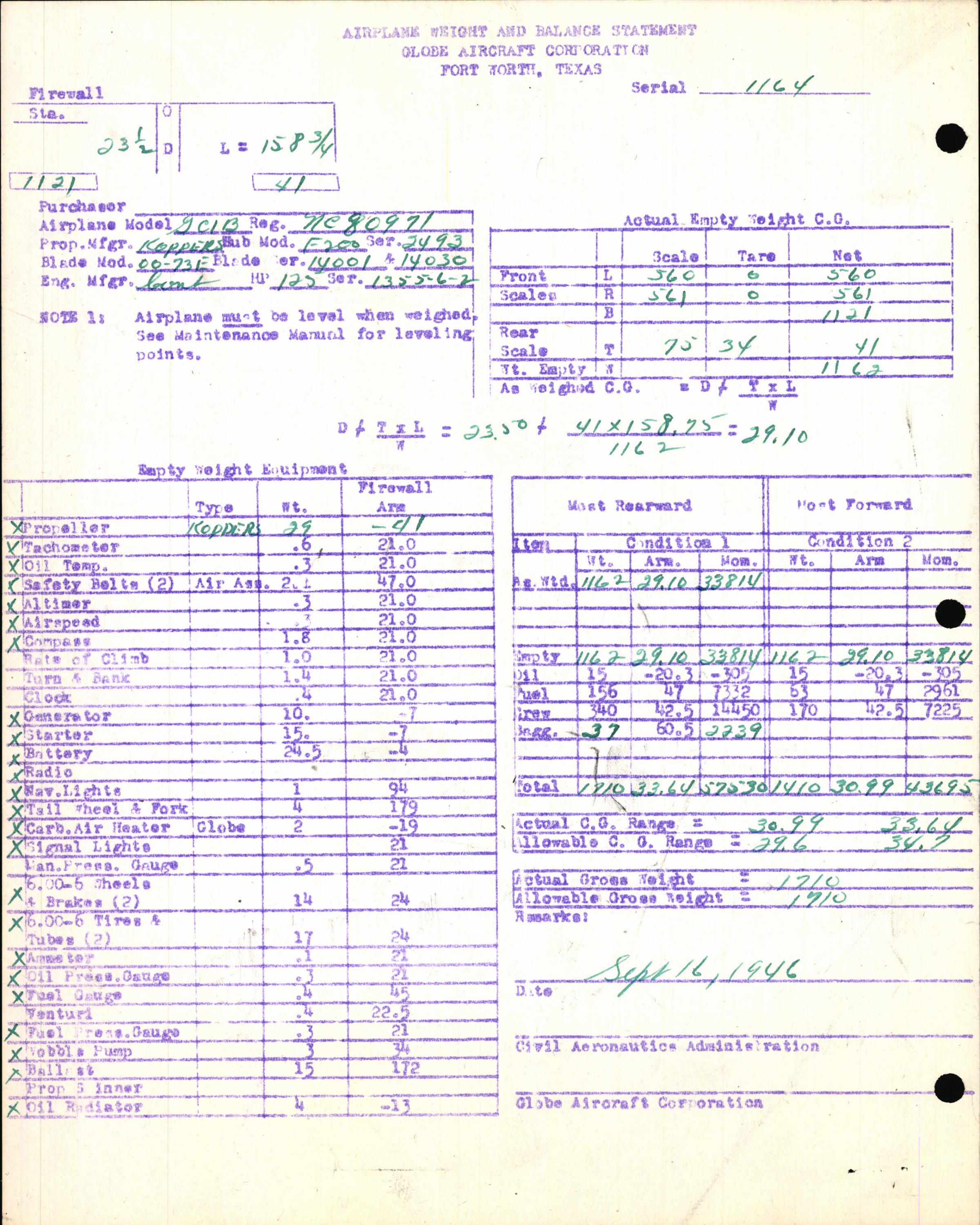 Sample page 7 from AirCorps Library document: Technical Information for Serial Number 1164