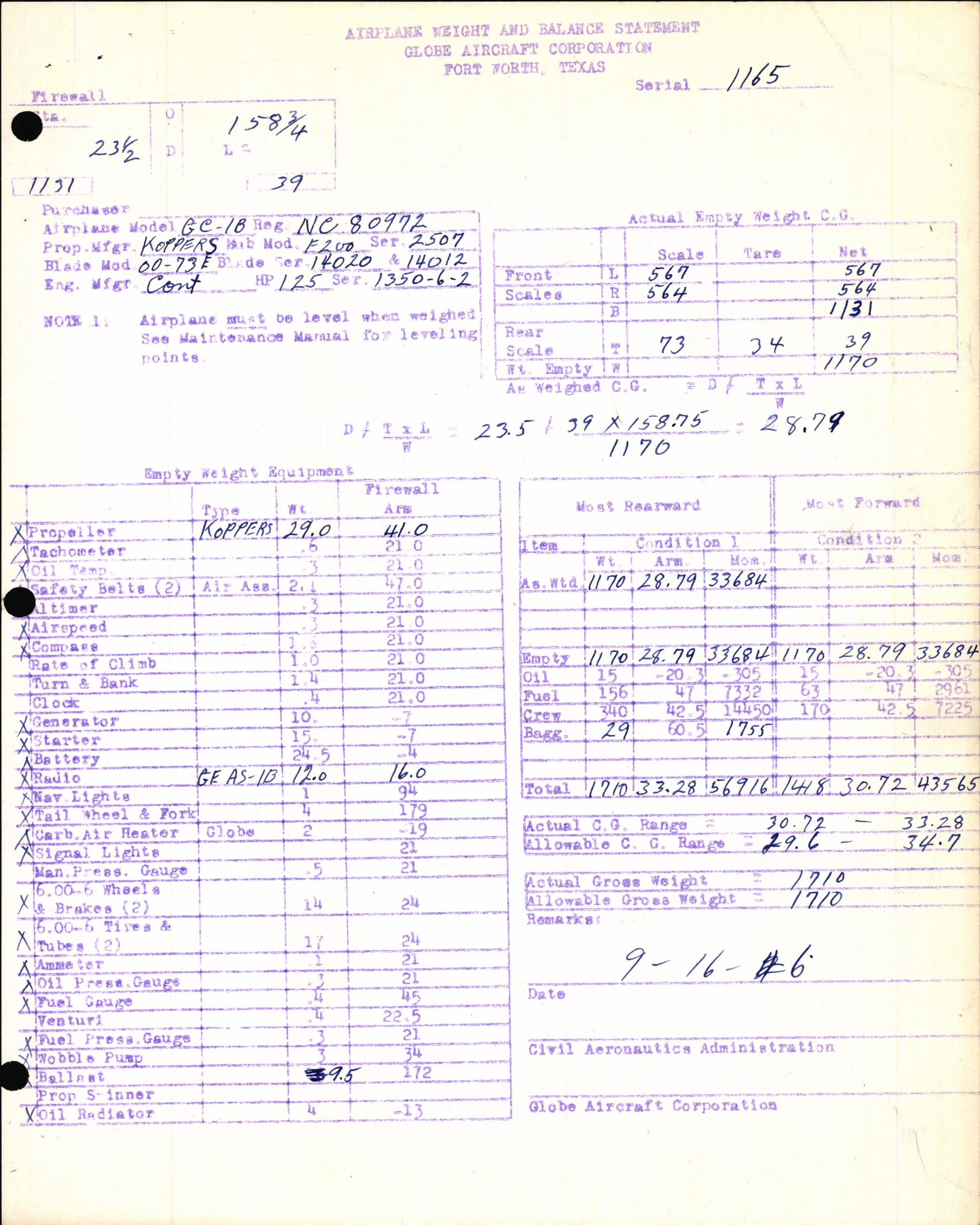 Sample page 7 from AirCorps Library document: Technical Information for Serial Number 1165