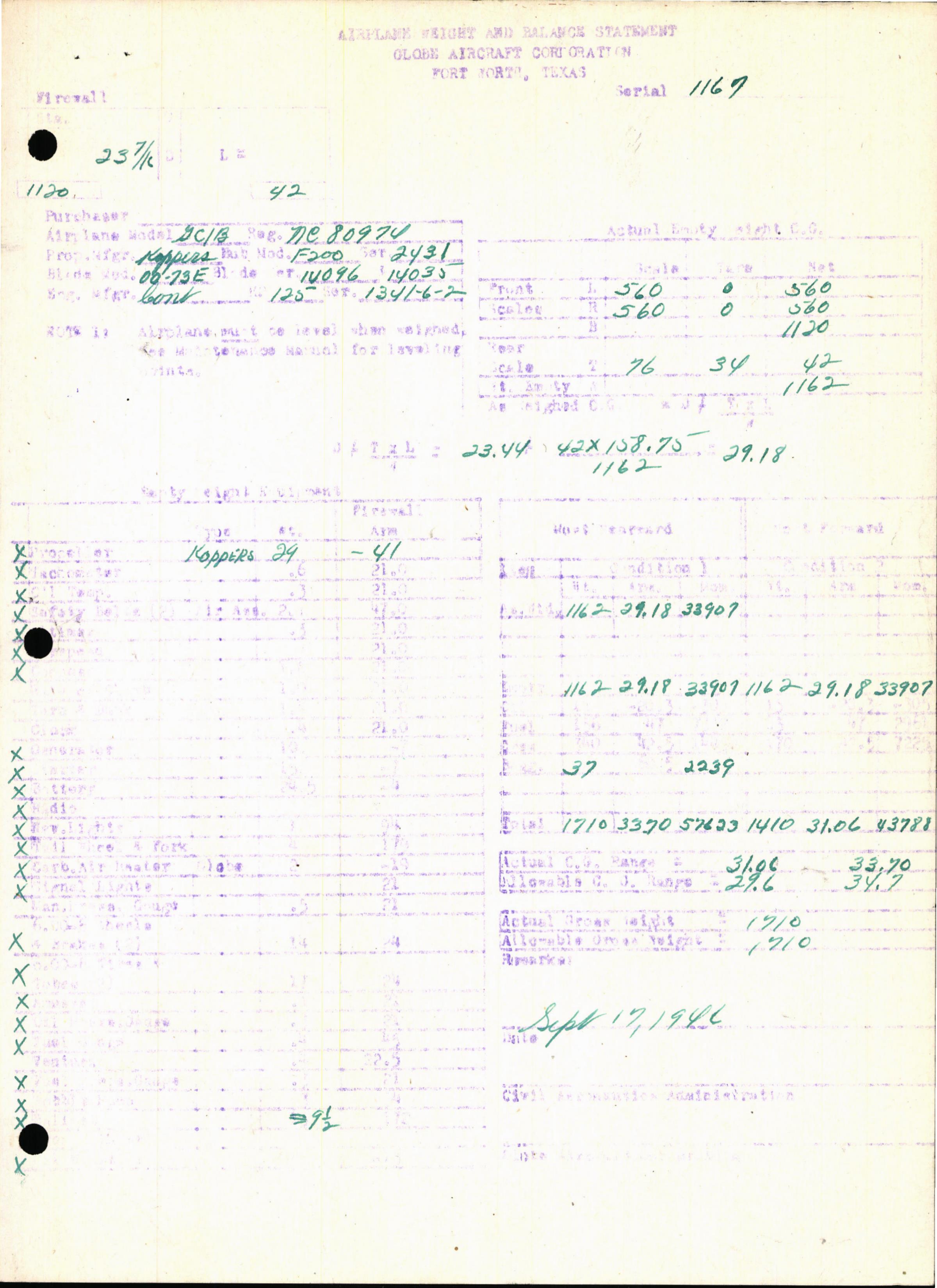 Sample page 7 from AirCorps Library document: Technical Information for Serial Number 1167