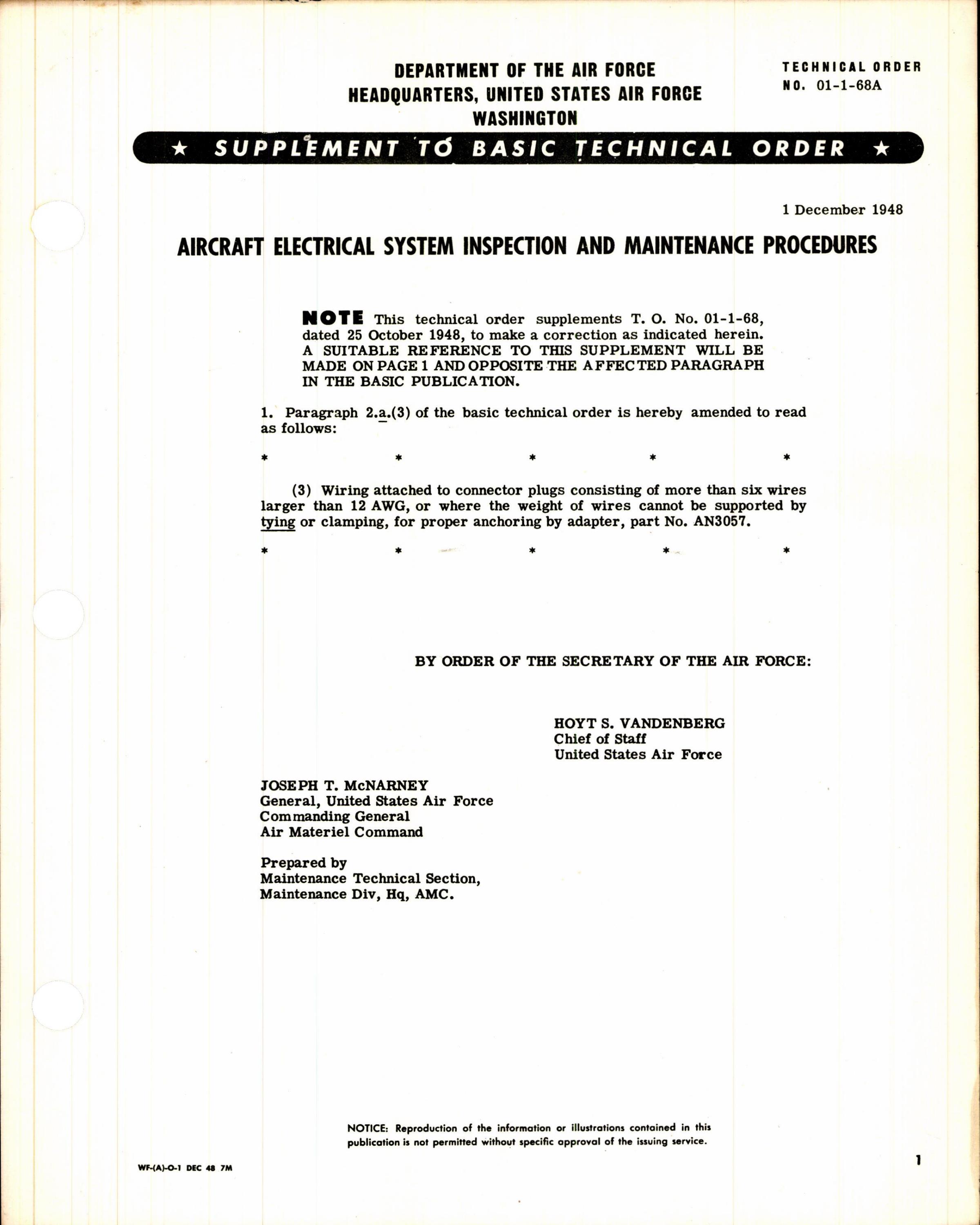 Sample page 1 from AirCorps Library document: Aircraft Electrical System Inspection and Maintenance Procedures