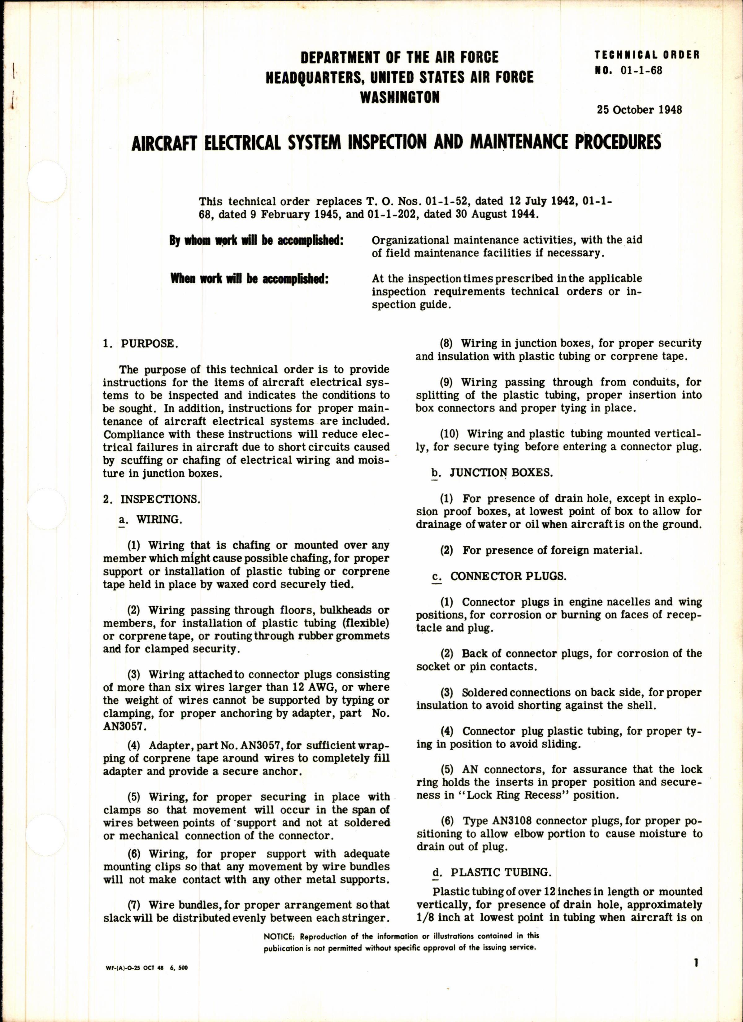 Sample page 1 from AirCorps Library document: Aircraft Electrical System Inspection and Maintenance Procedures