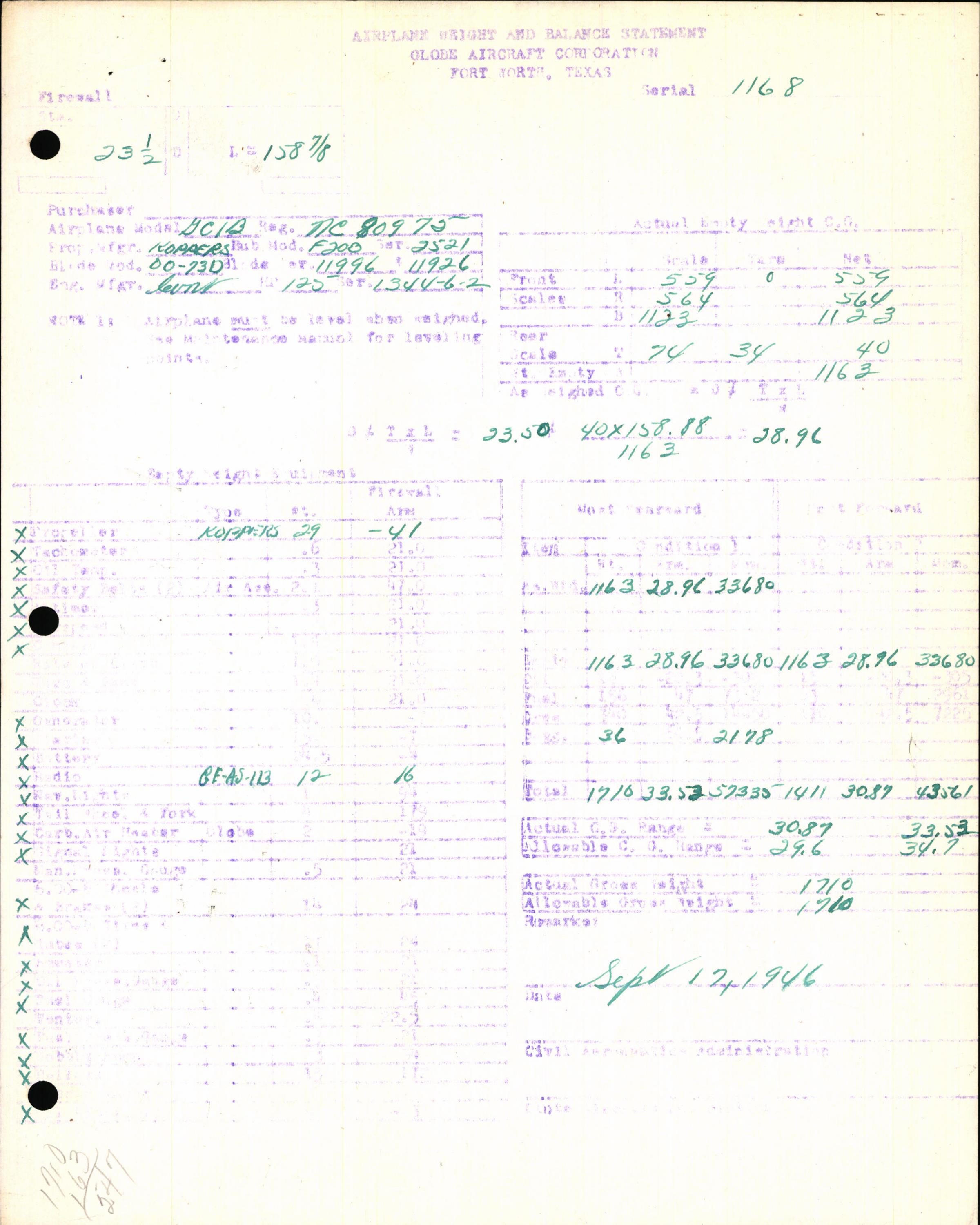 Sample page 5 from AirCorps Library document: Technical Information for Serial Number 1168