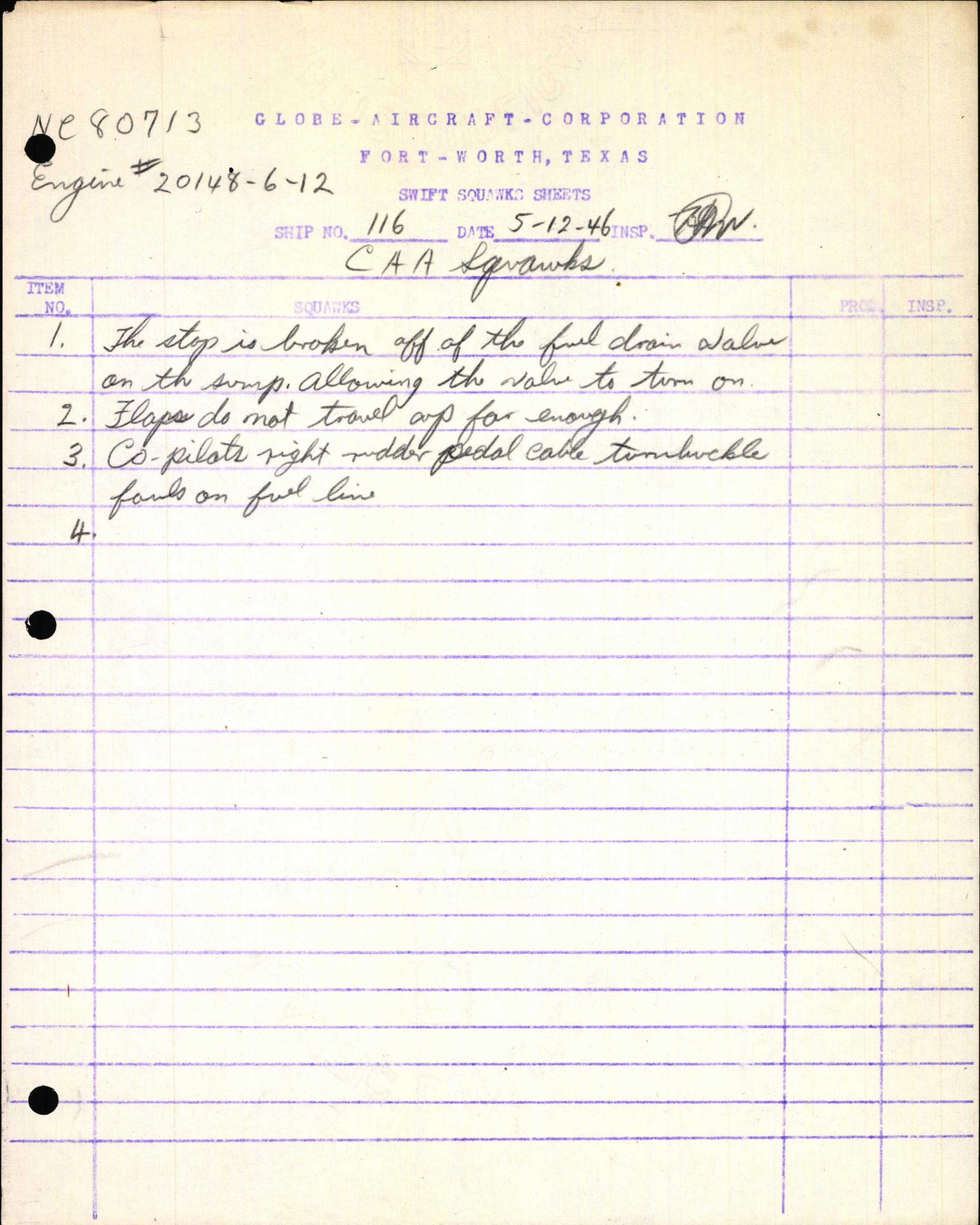 Sample page 13 from AirCorps Library document: Technical Information for Serial Number 116