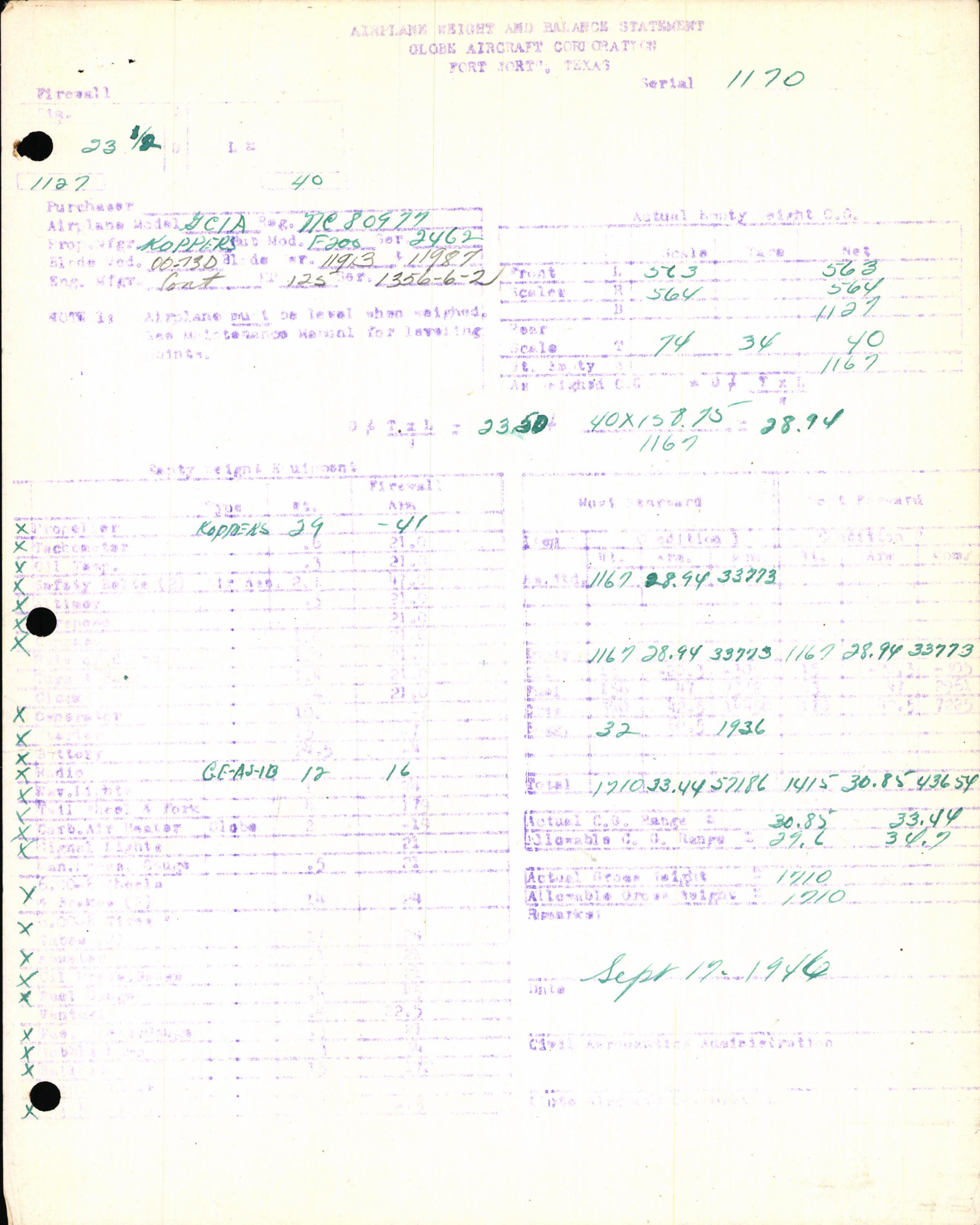 Sample page 7 from AirCorps Library document: Technical Information for Serial Number 1170