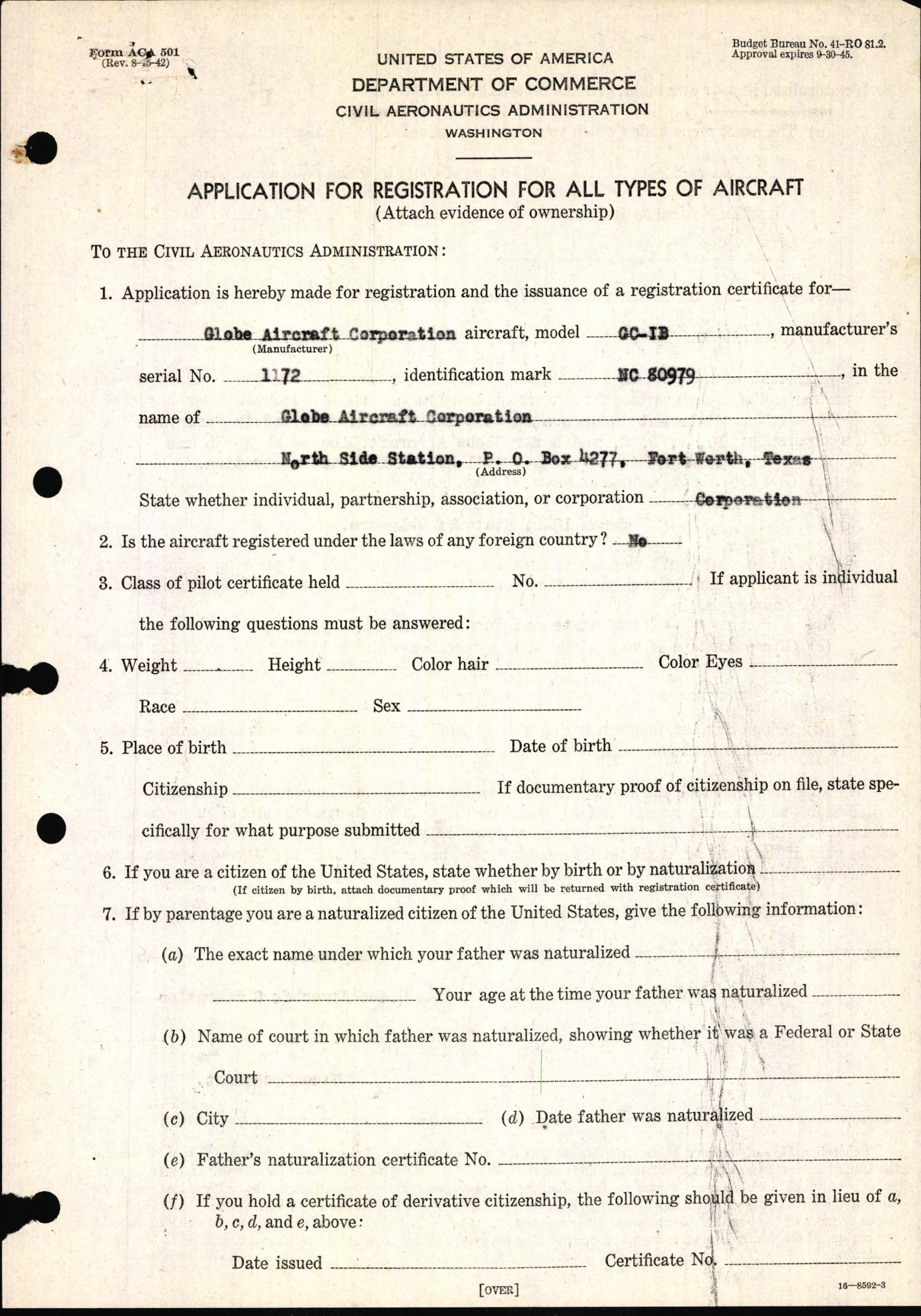 Sample page 3 from AirCorps Library document: Technical Information for Serial Number 1172