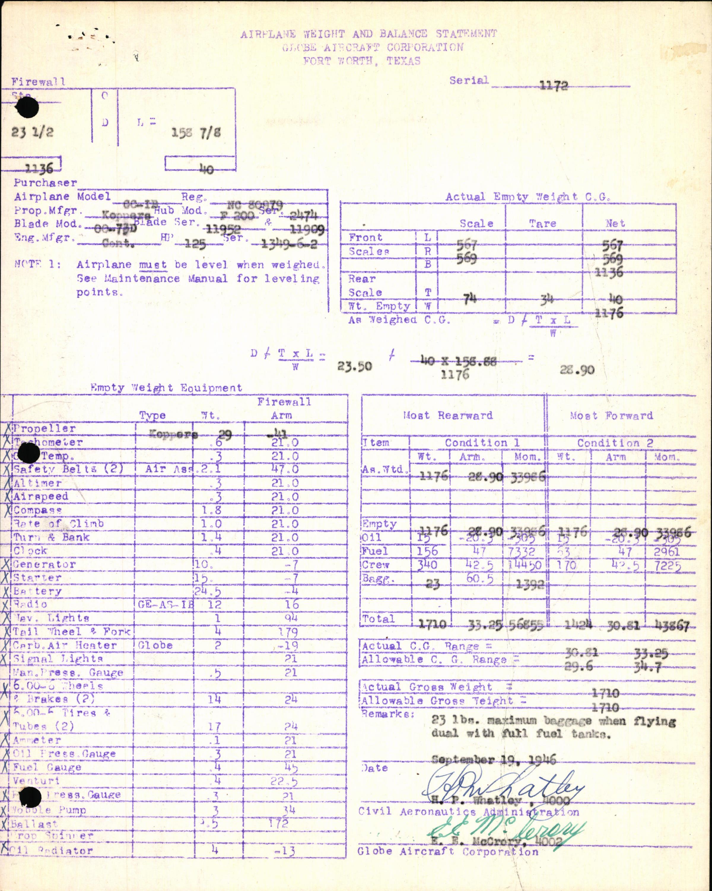 Sample page 5 from AirCorps Library document: Technical Information for Serial Number 1172