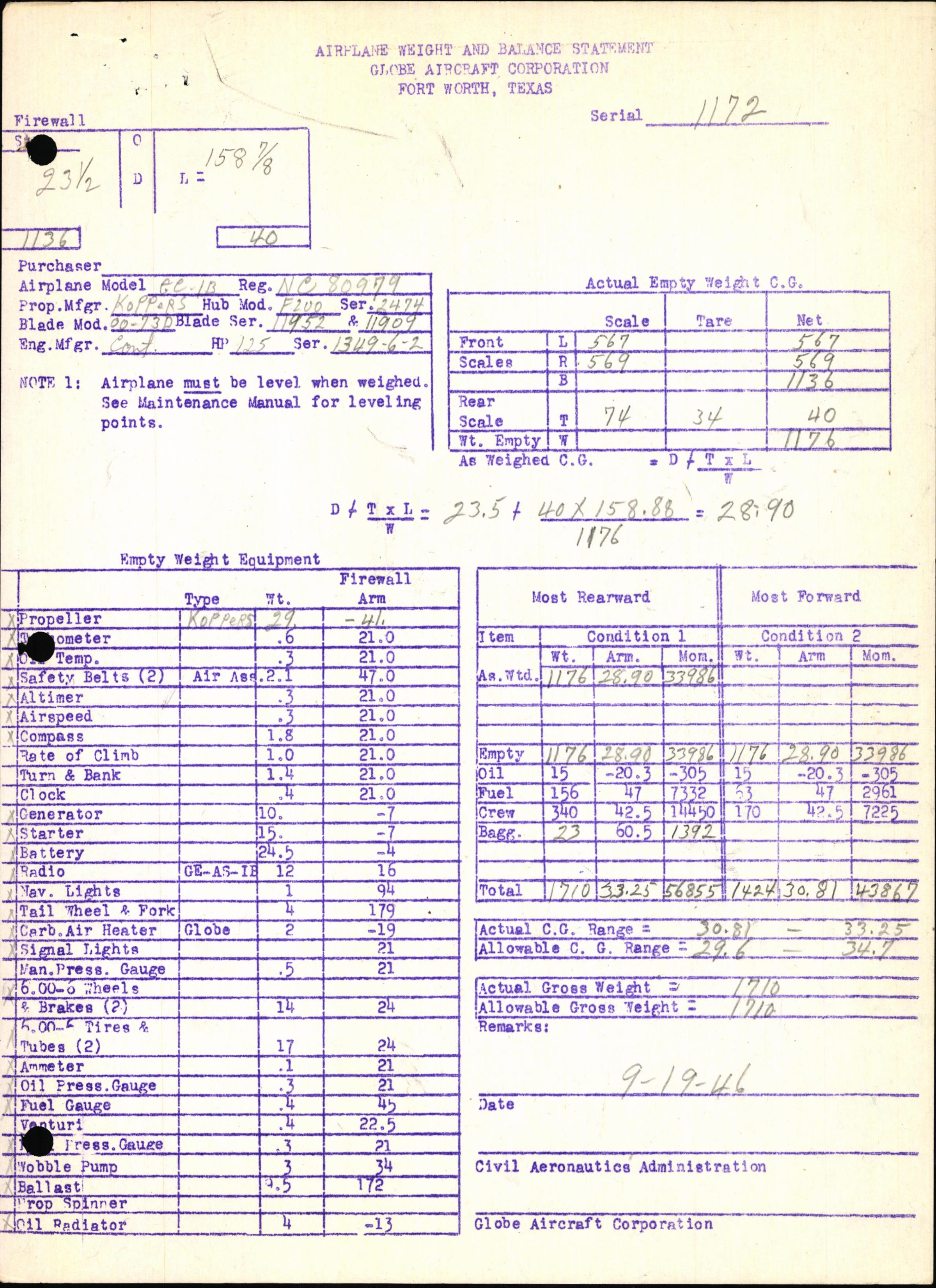 Sample page 7 from AirCorps Library document: Technical Information for Serial Number 1172