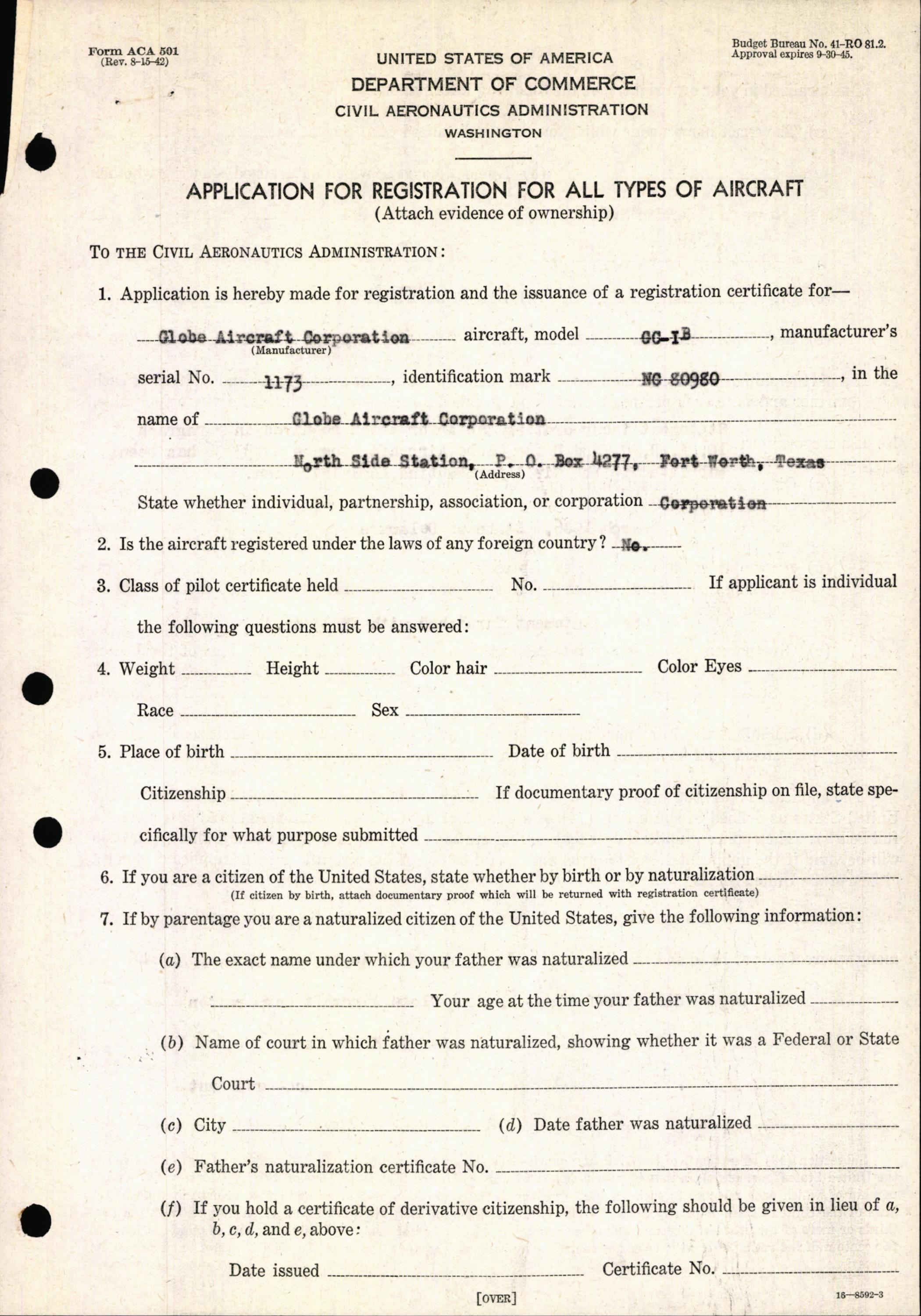 Sample page 3 from AirCorps Library document: Technical Information for Serial Number 1173