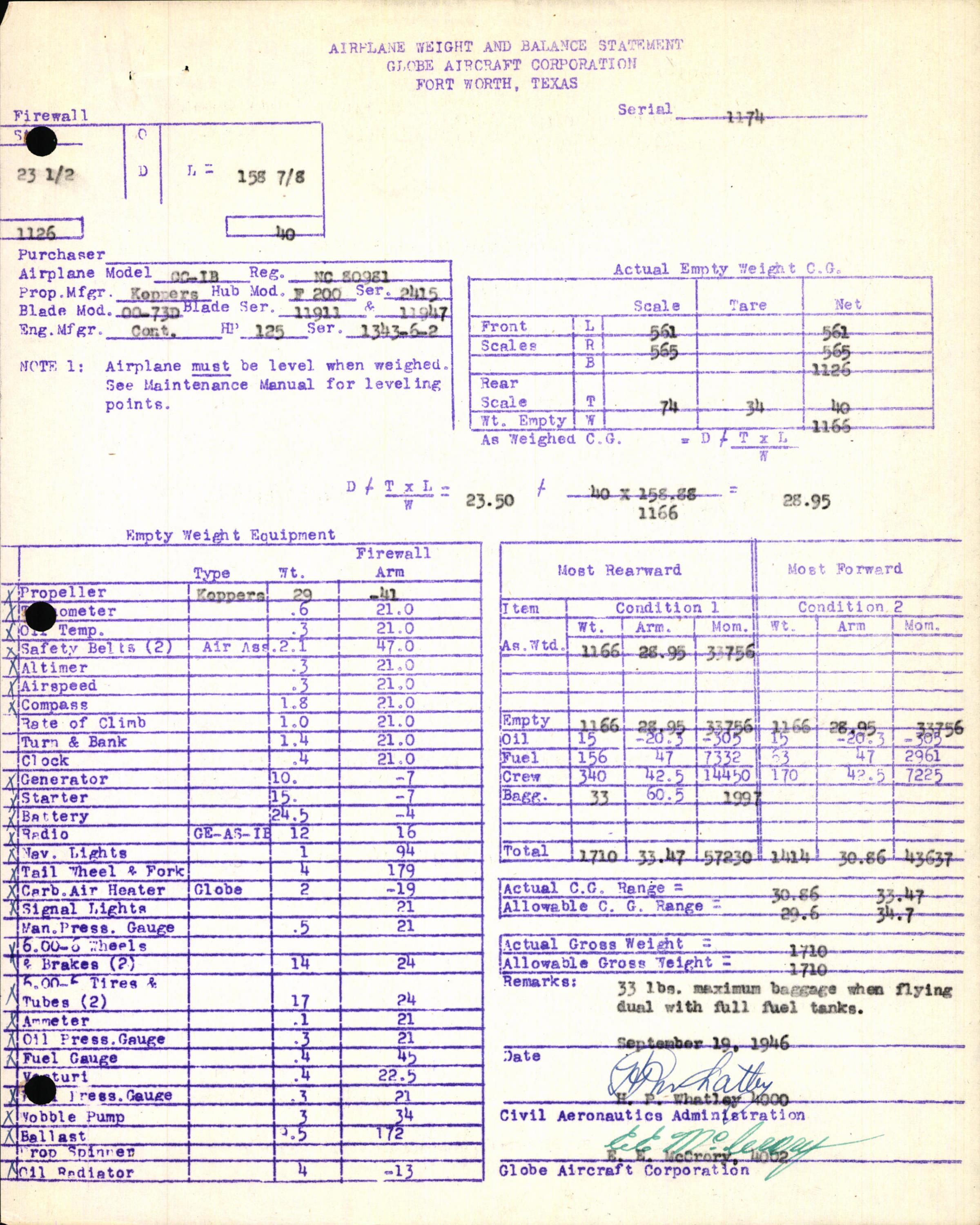 Sample page 5 from AirCorps Library document: Technical Information for Serial Number 1174