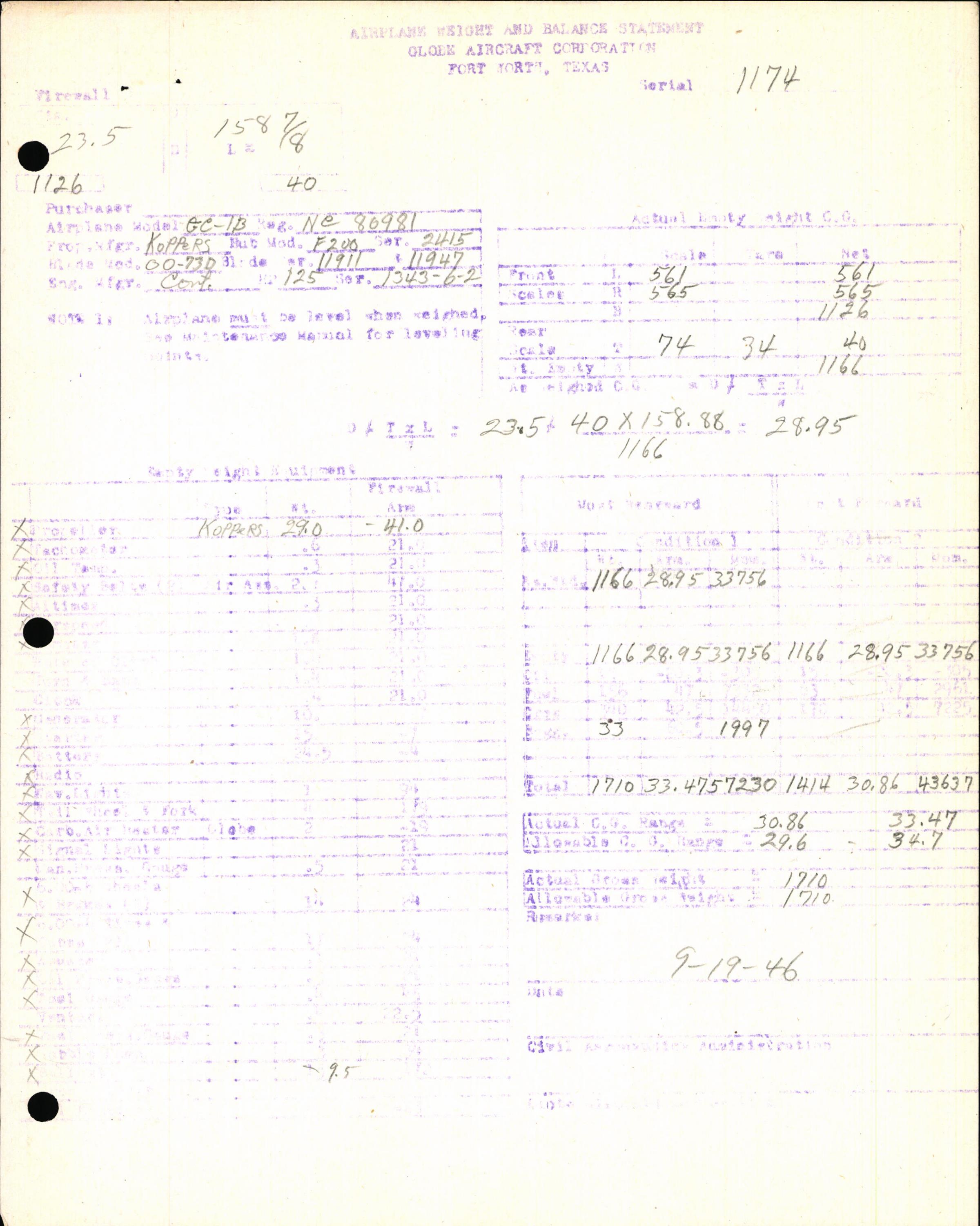 Sample page 7 from AirCorps Library document: Technical Information for Serial Number 1174