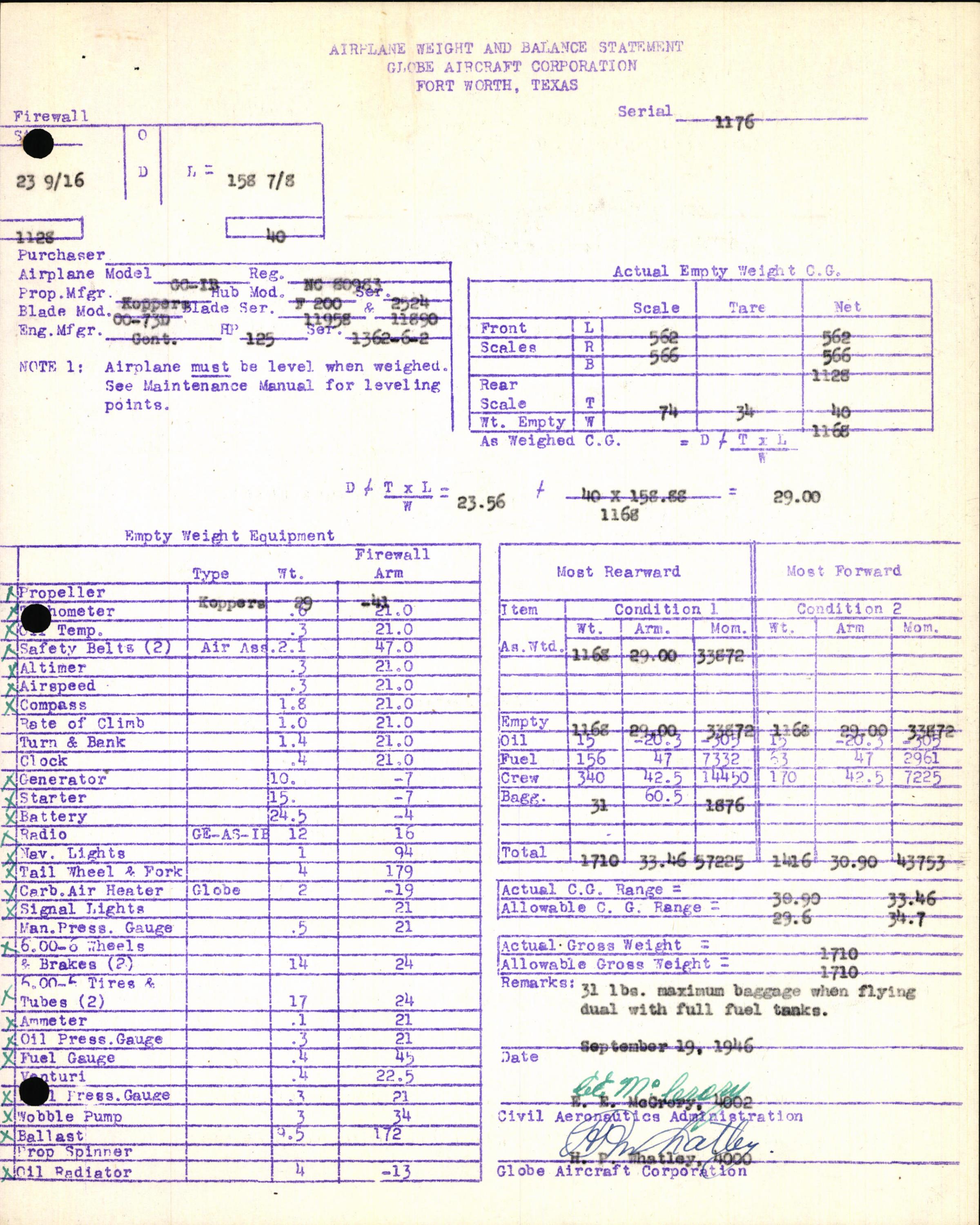 Sample page 7 from AirCorps Library document: Technical Information for Serial Number 1176