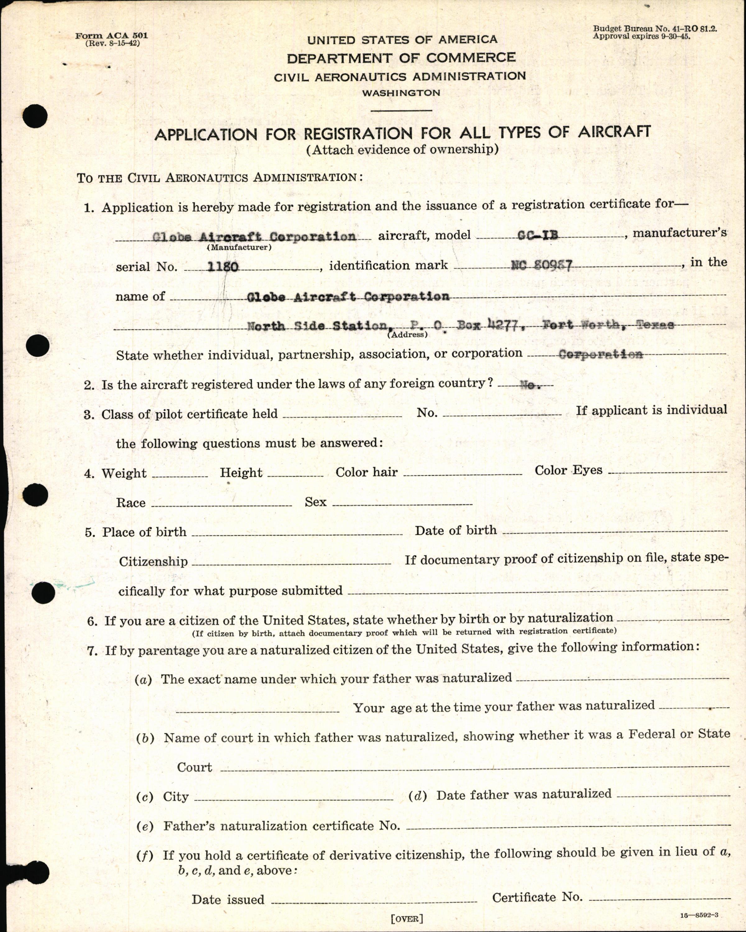 Sample page 3 from AirCorps Library document: Technical Information for Serial Number 1180