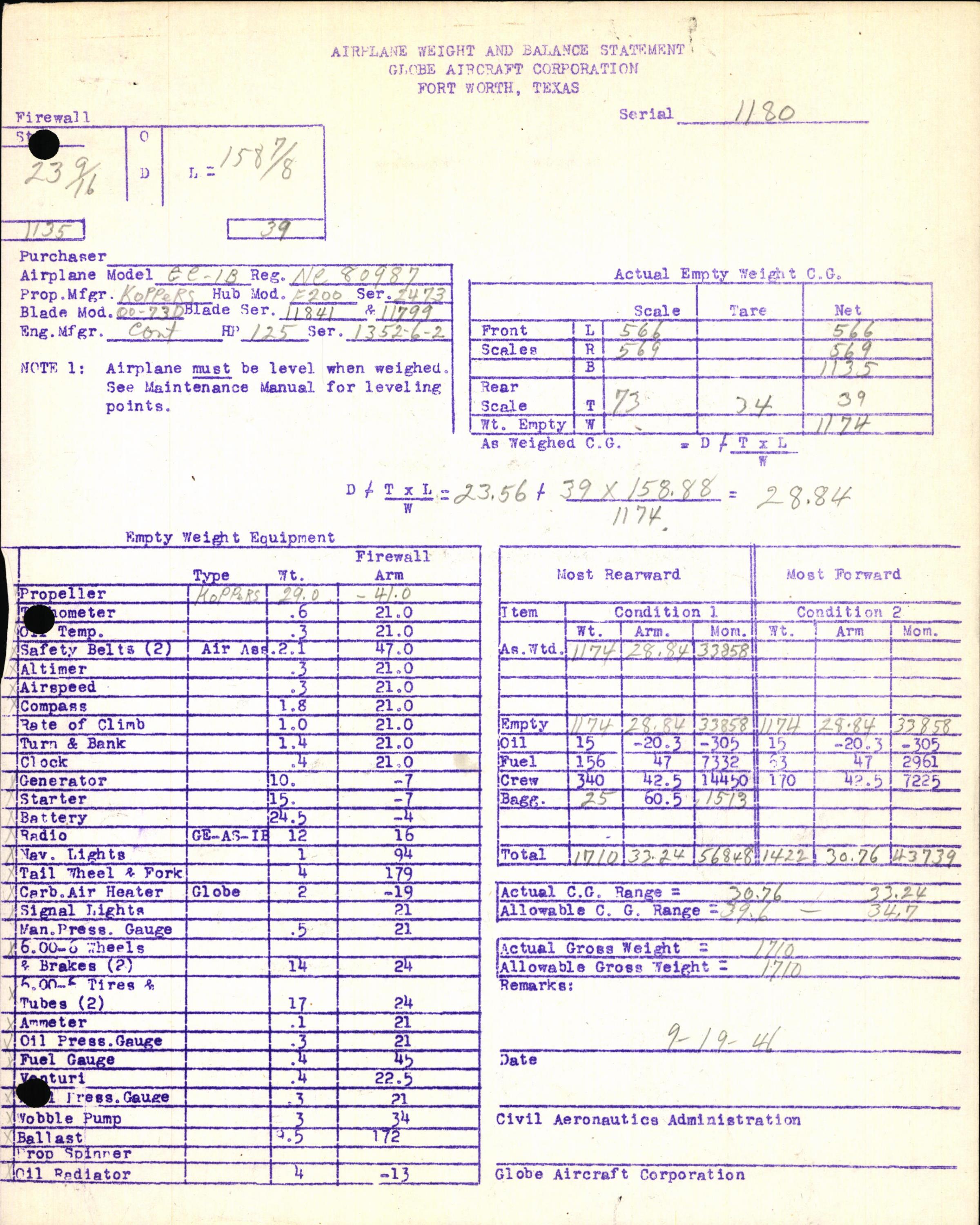 Sample page 5 from AirCorps Library document: Technical Information for Serial Number 1180