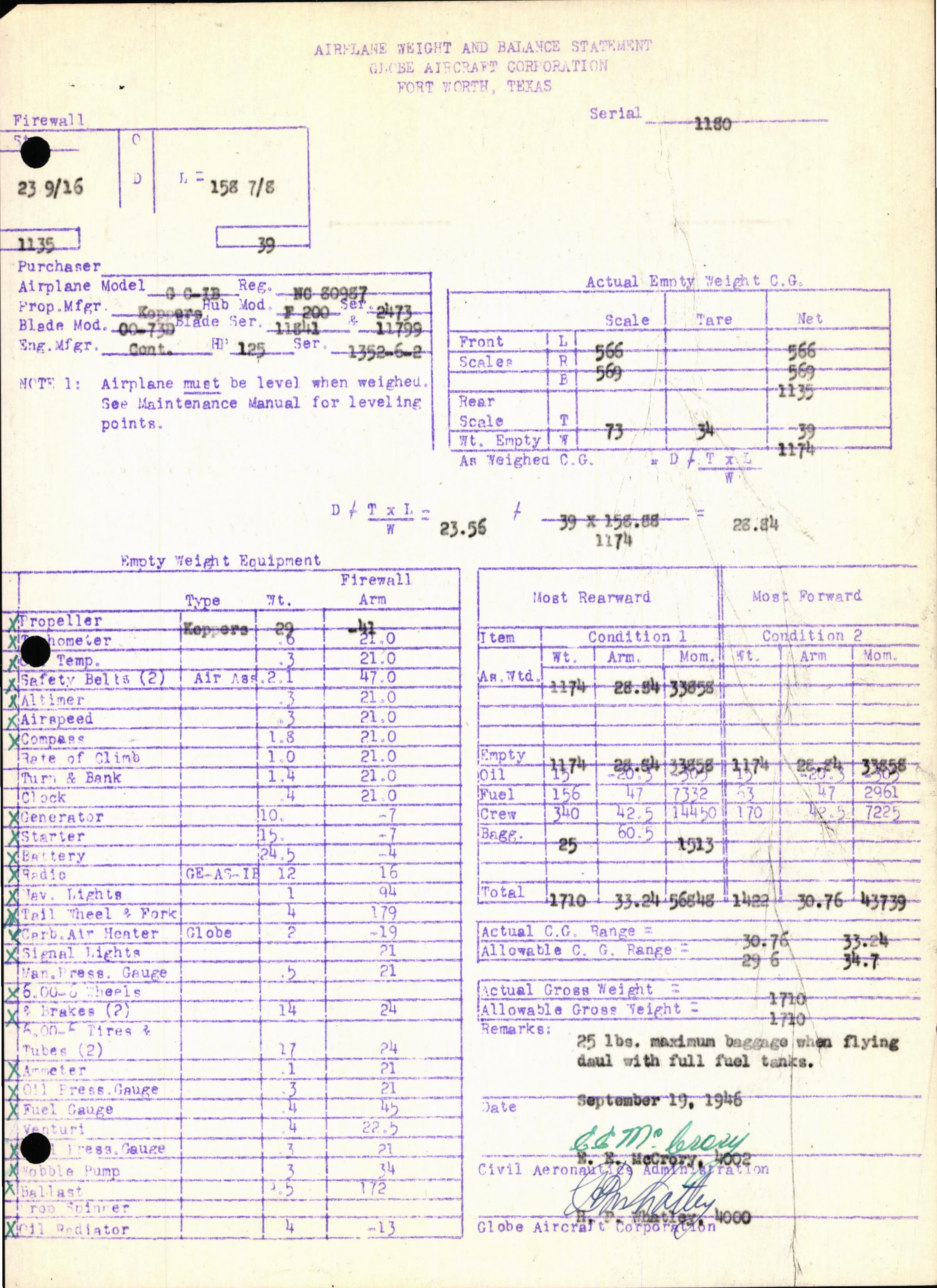 Sample page 7 from AirCorps Library document: Technical Information for Serial Number 1180