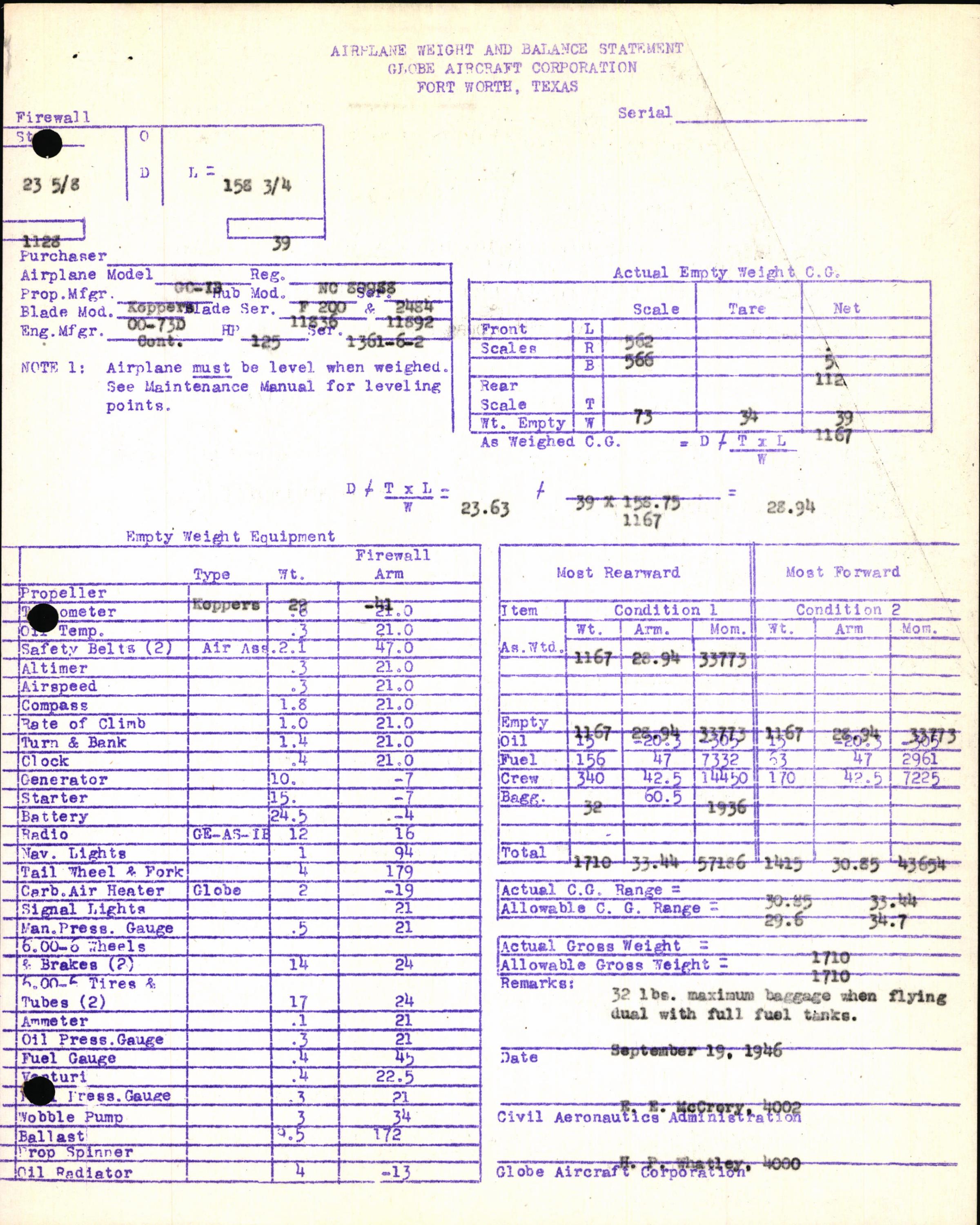 Sample page 5 from AirCorps Library document: Technical Information for Serial Number 1181