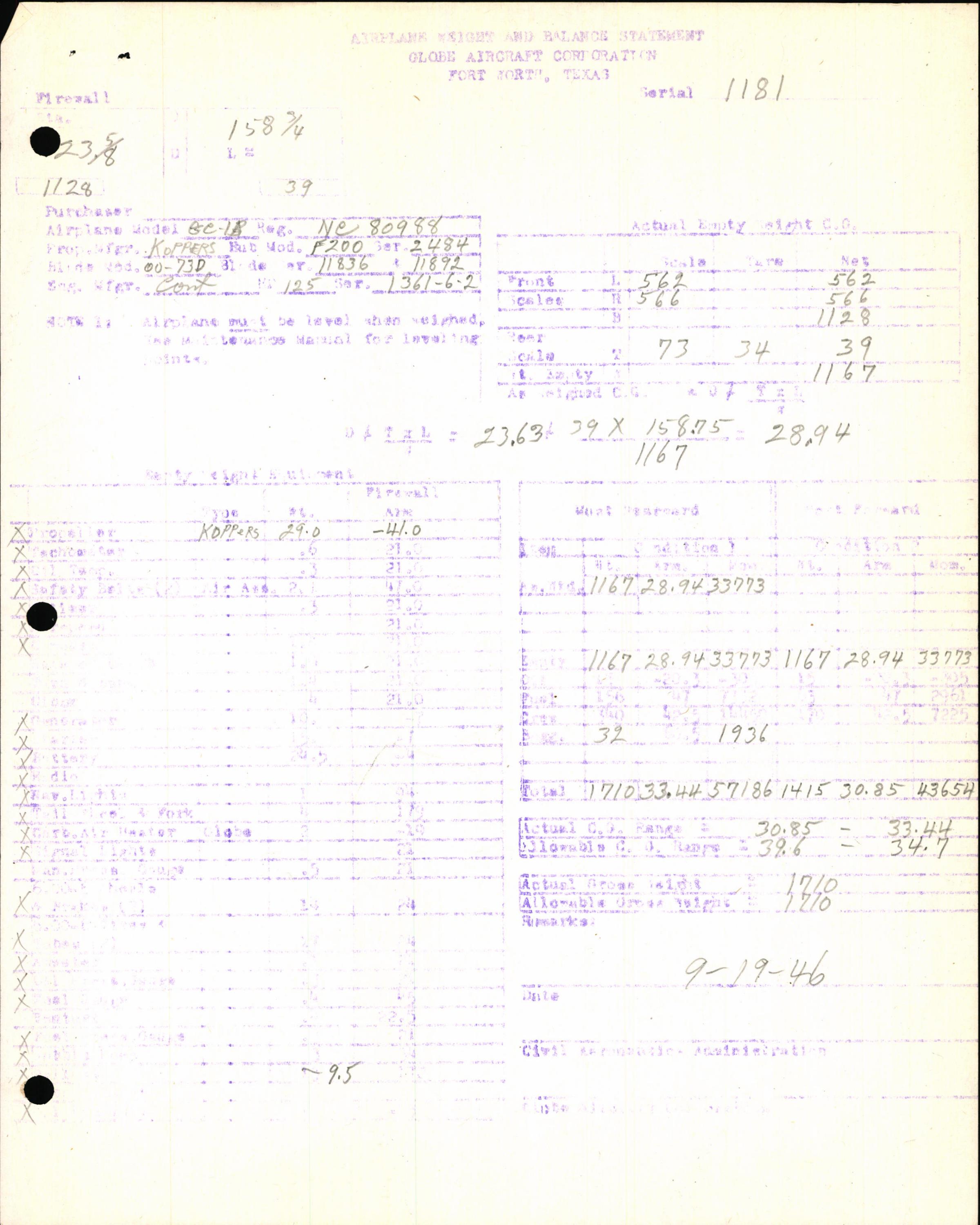 Sample page 7 from AirCorps Library document: Technical Information for Serial Number 1181