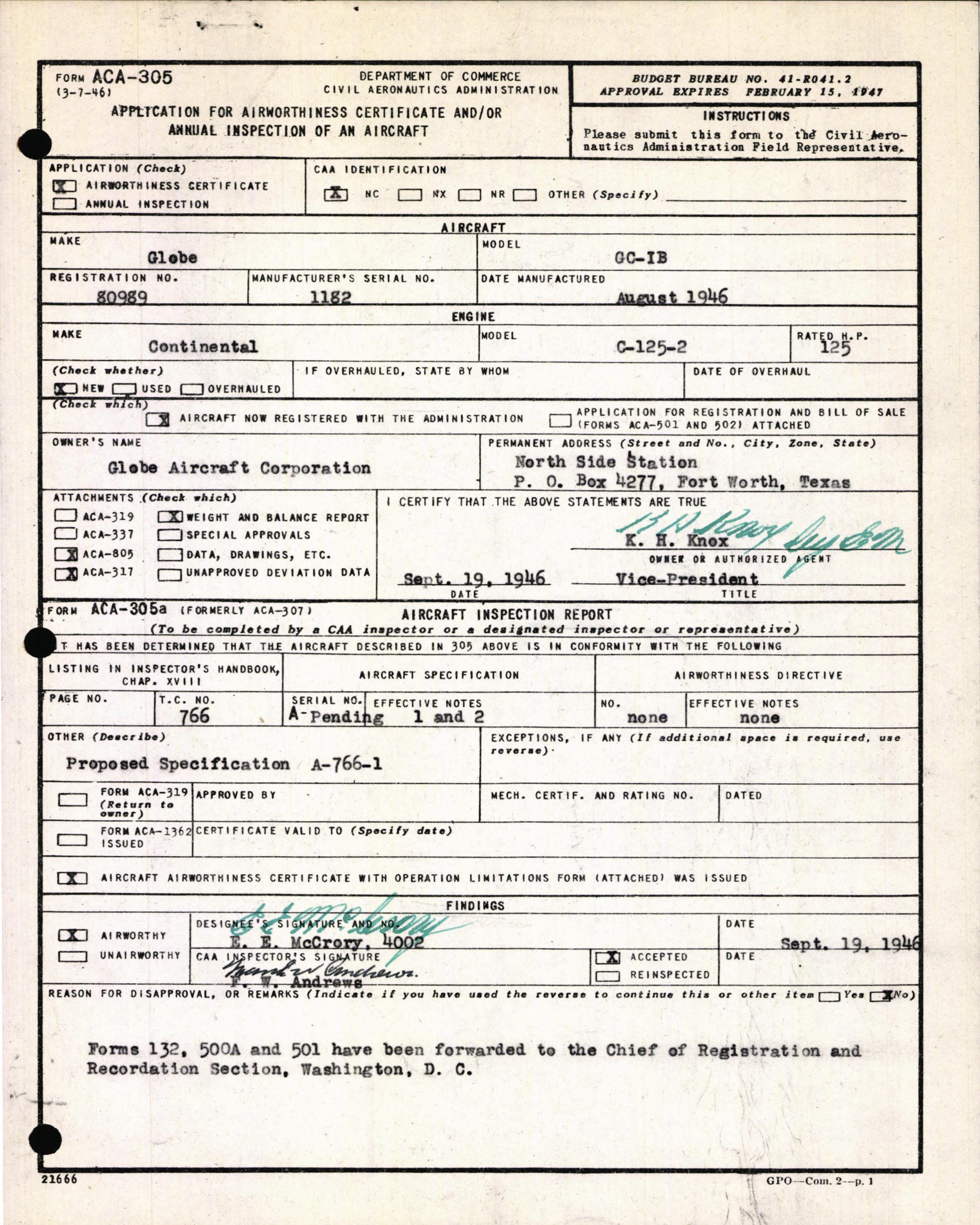 Sample page 5 from AirCorps Library document: Technical Information for Serial Number 1182