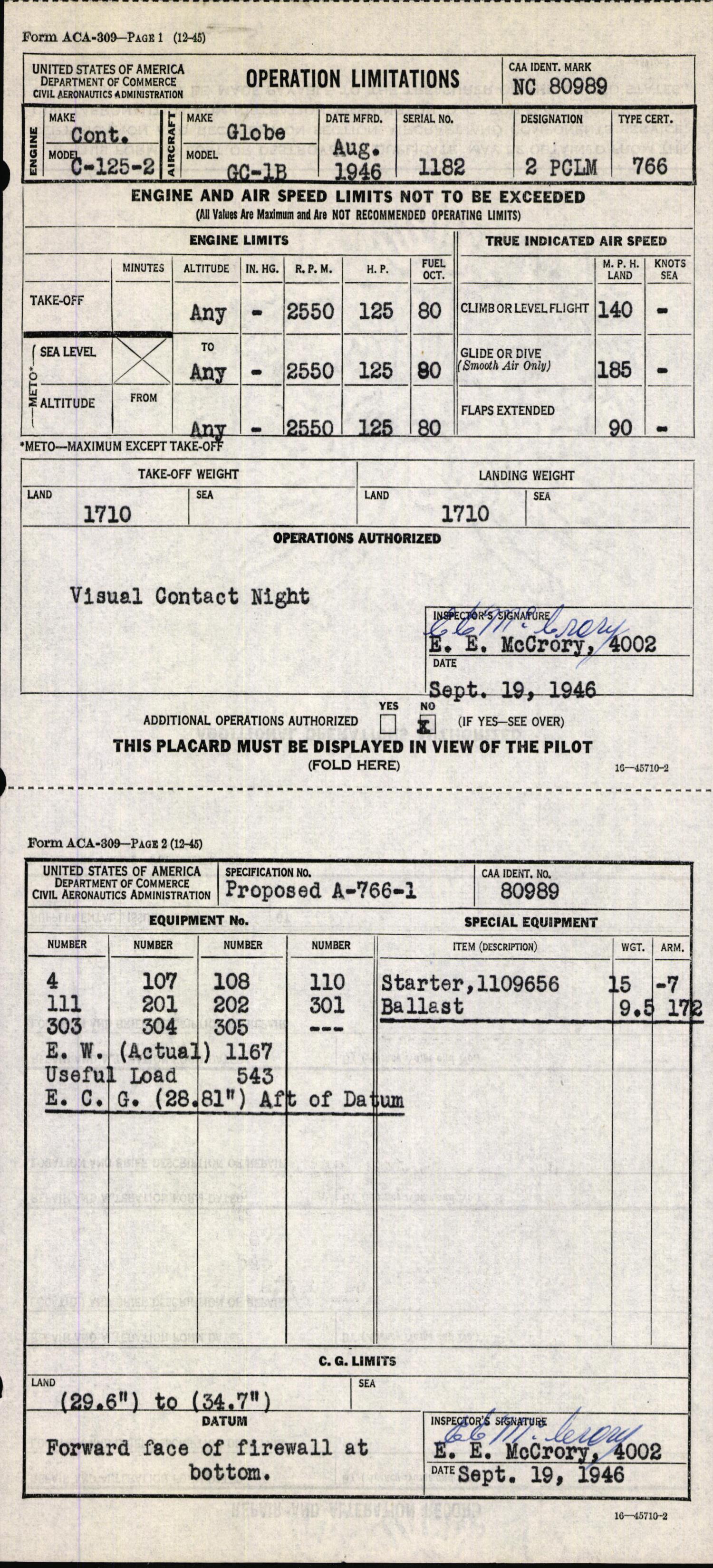 Sample page 7 from AirCorps Library document: Technical Information for Serial Number 1182