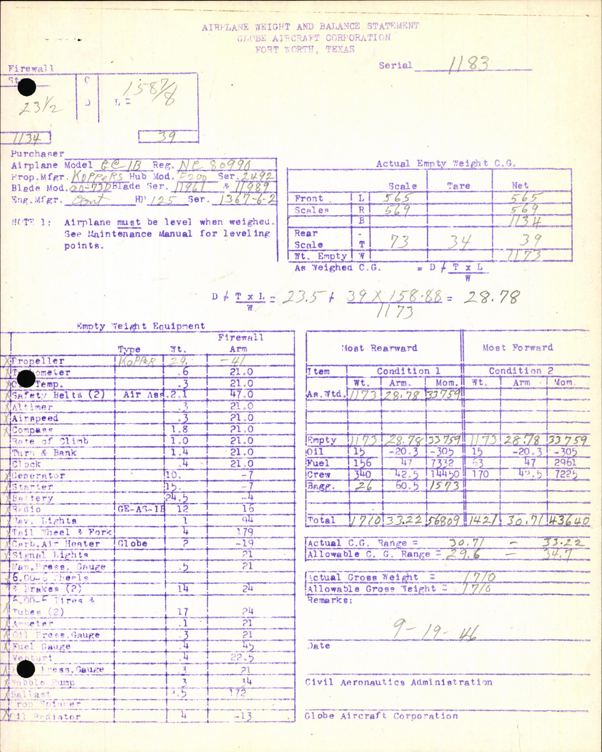Sample page 7 from AirCorps Library document: Technical Information for Serial Number 1183