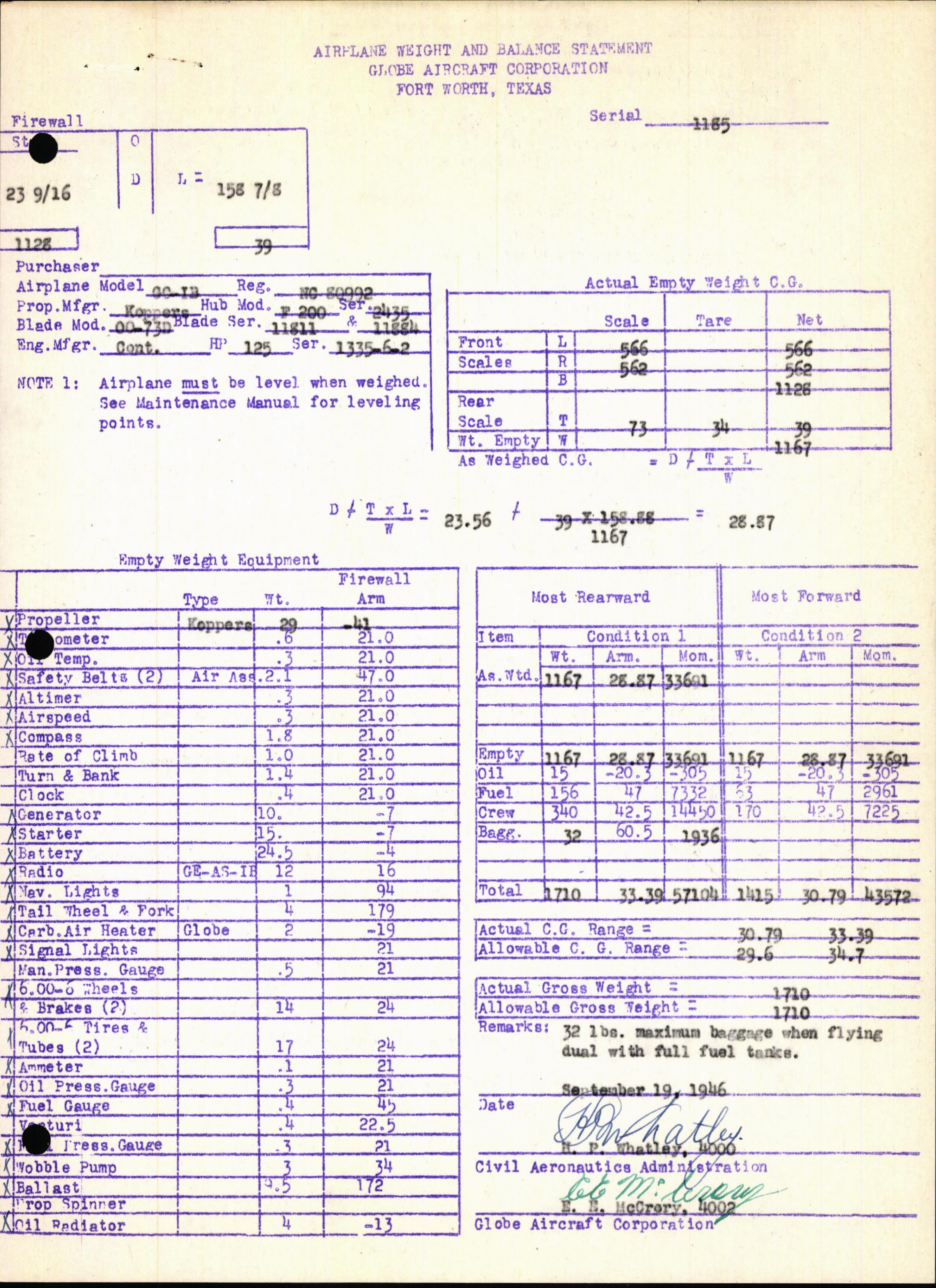Sample page 5 from AirCorps Library document: Technical Information for Serial Number 1185