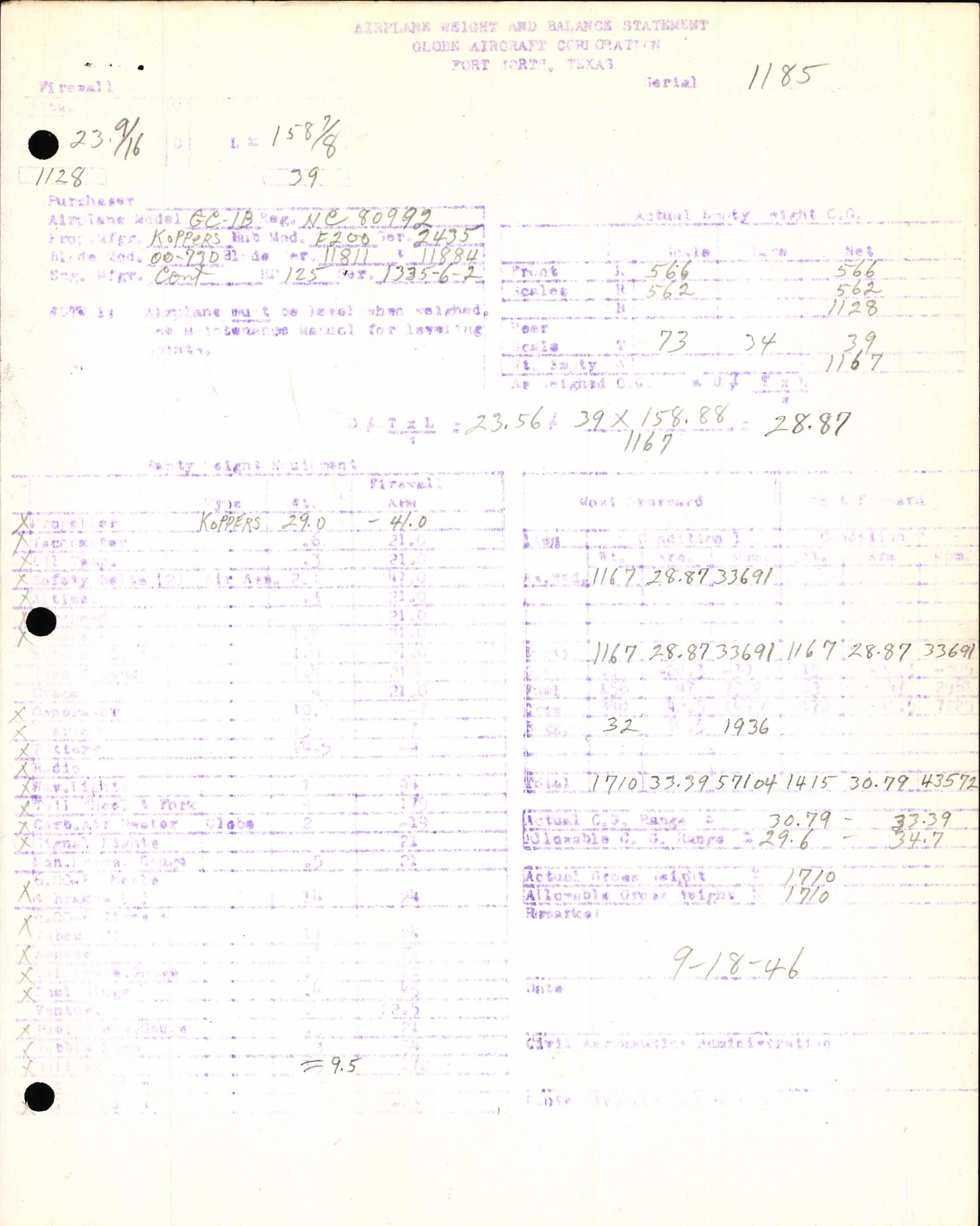 Sample page 7 from AirCorps Library document: Technical Information for Serial Number 1185
