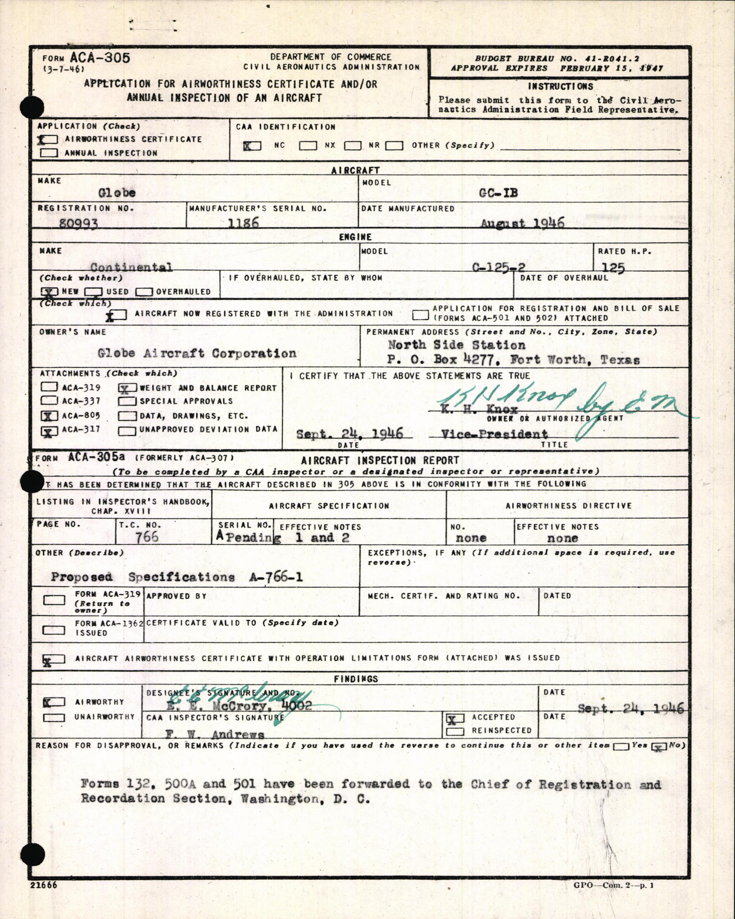 Sample page 3 from AirCorps Library document: Technical Information for Serial Number 1186