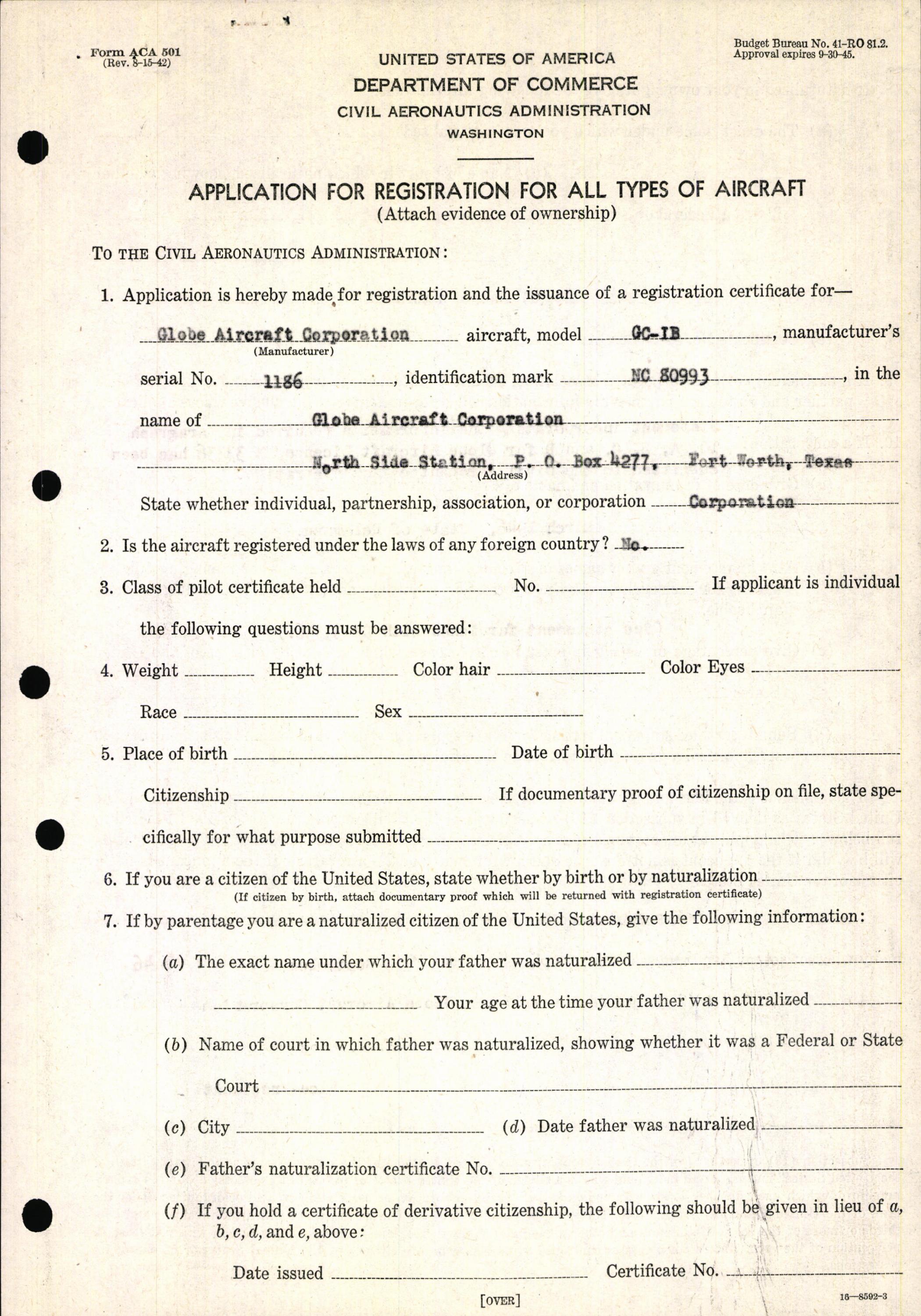 Sample page 5 from AirCorps Library document: Technical Information for Serial Number 1186