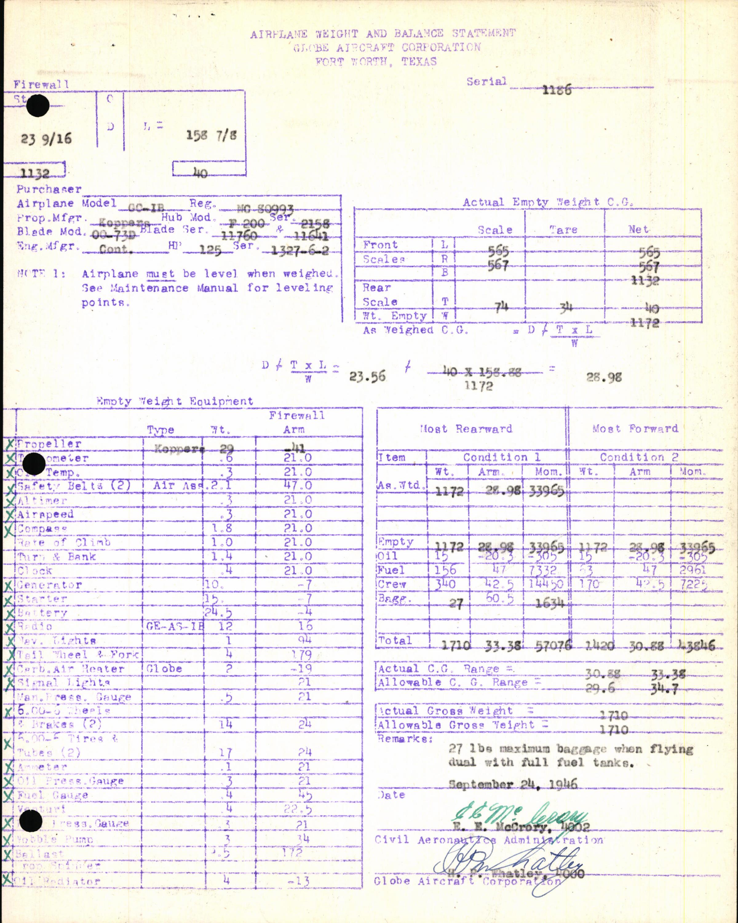 Sample page 7 from AirCorps Library document: Technical Information for Serial Number 1186