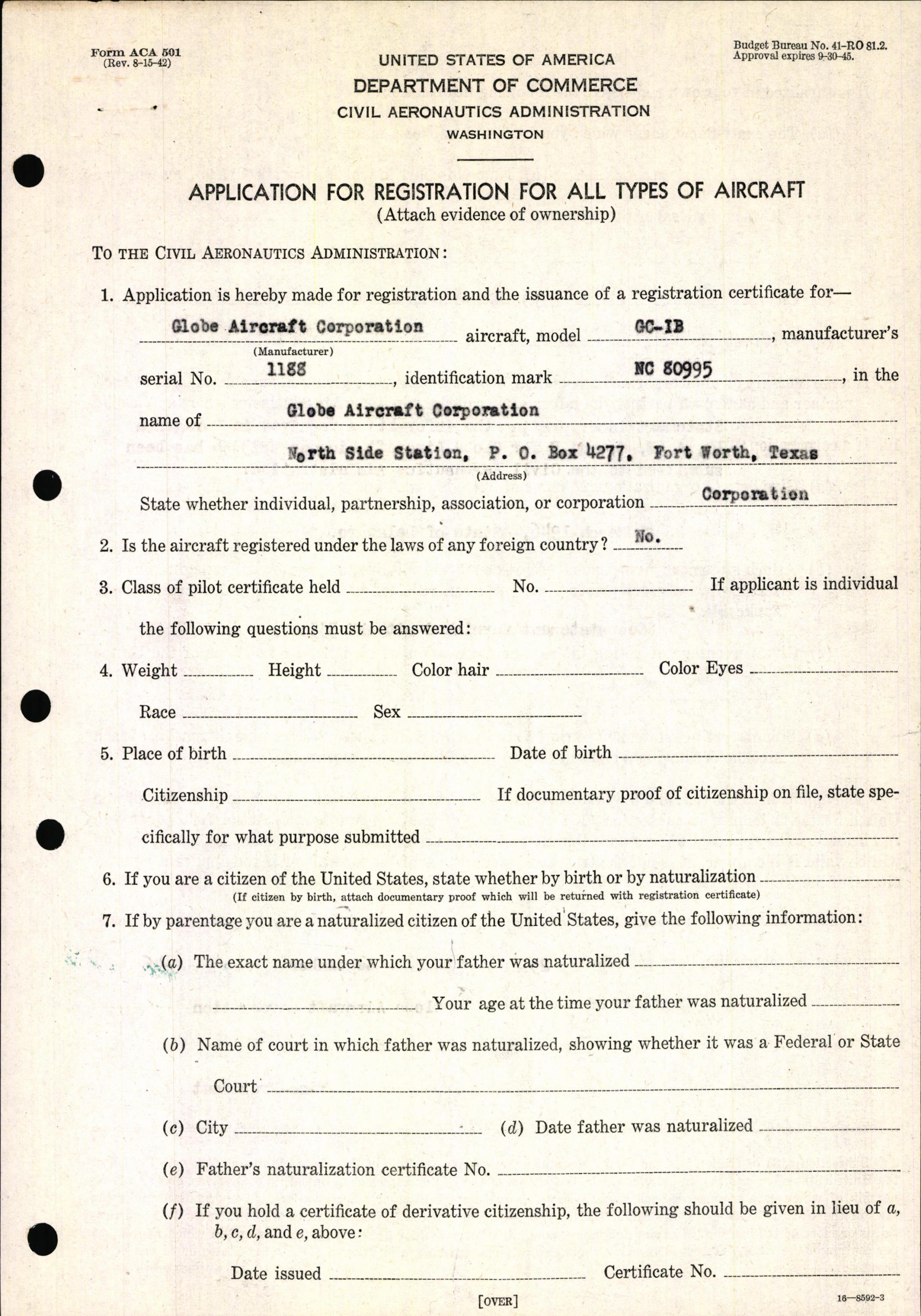 Sample page 3 from AirCorps Library document: Technical Information for Serial Number 1188