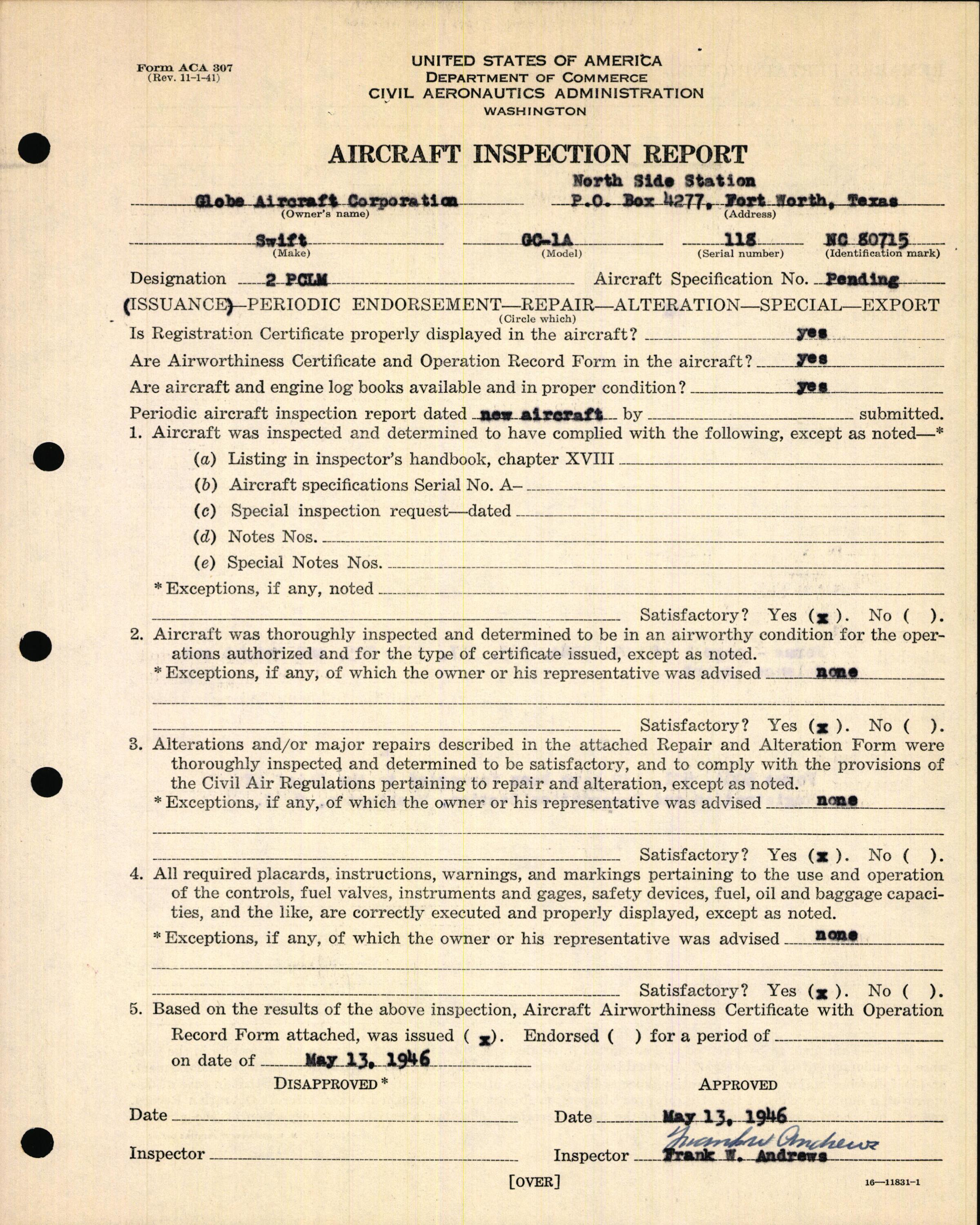 Sample page 11 from AirCorps Library document: Technical Information for Serial Number 118