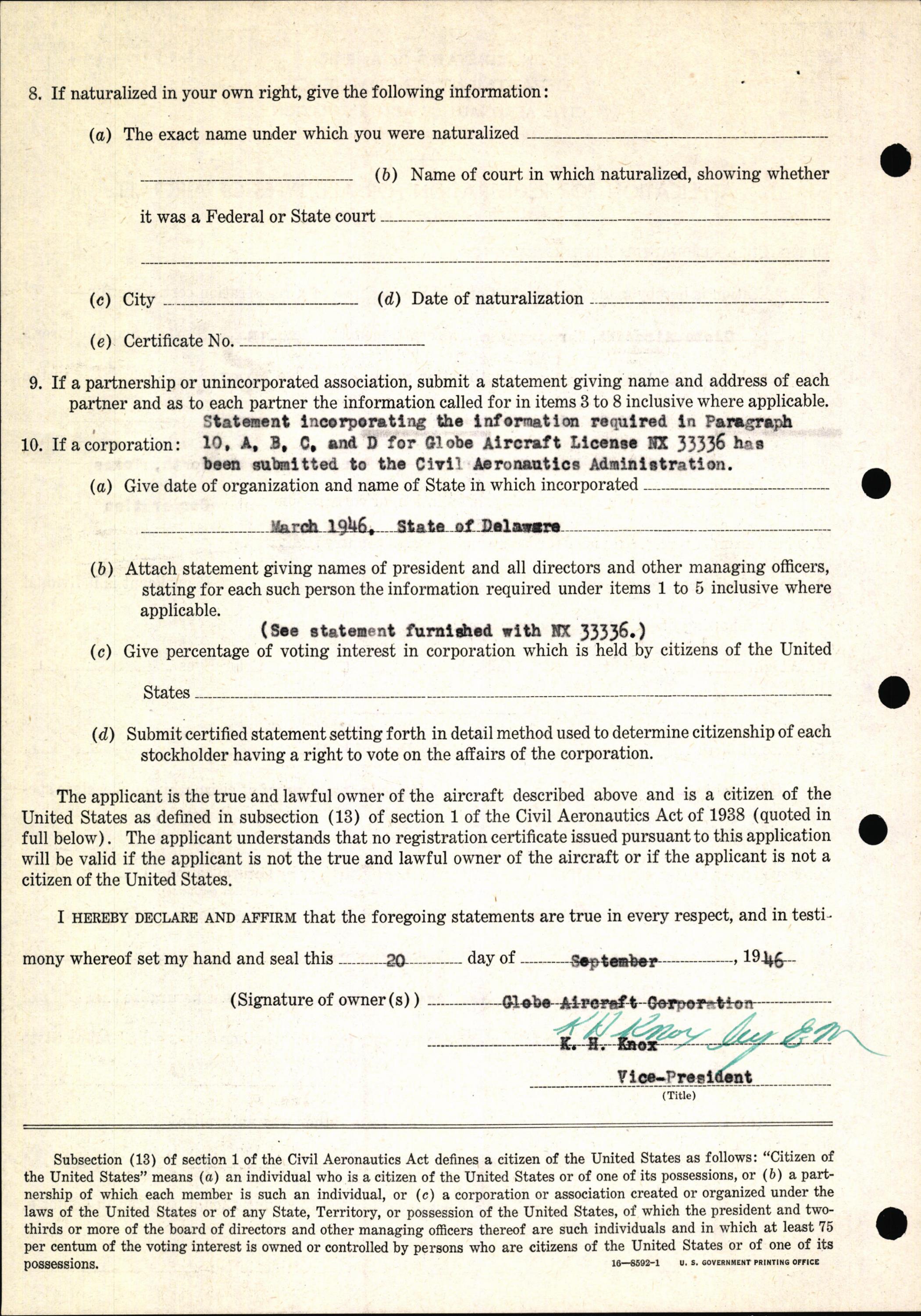 Sample page 4 from AirCorps Library document: Technical Information for Serial Number 1190