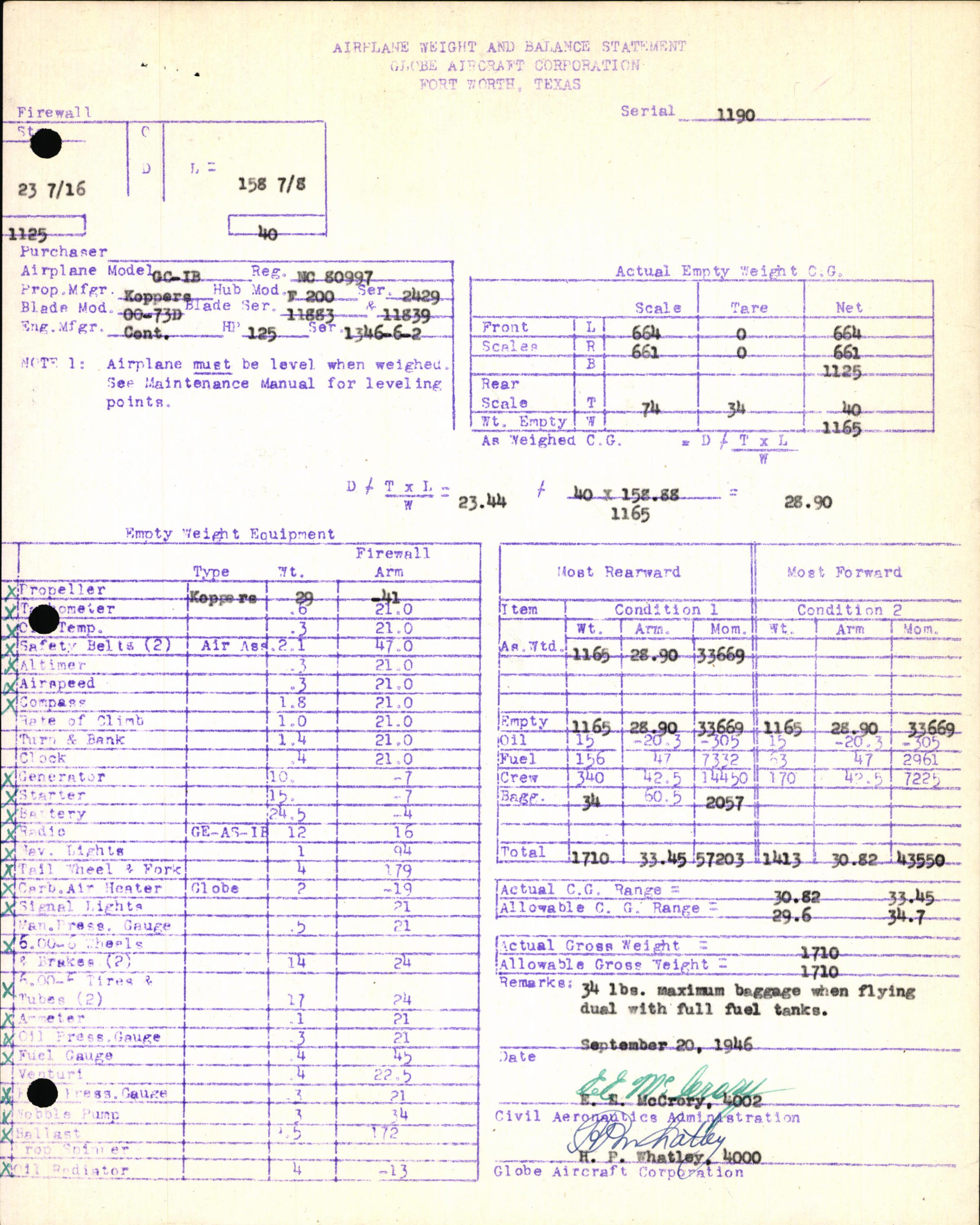Sample page 7 from AirCorps Library document: Technical Information for Serial Number 1190