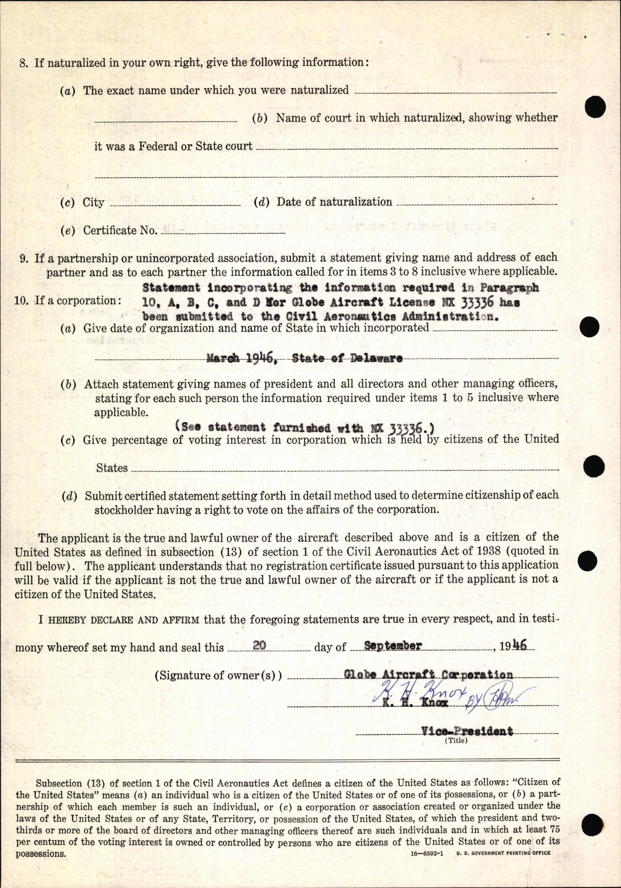 Sample page 4 from AirCorps Library document: Technical Information for Serial Number 1191