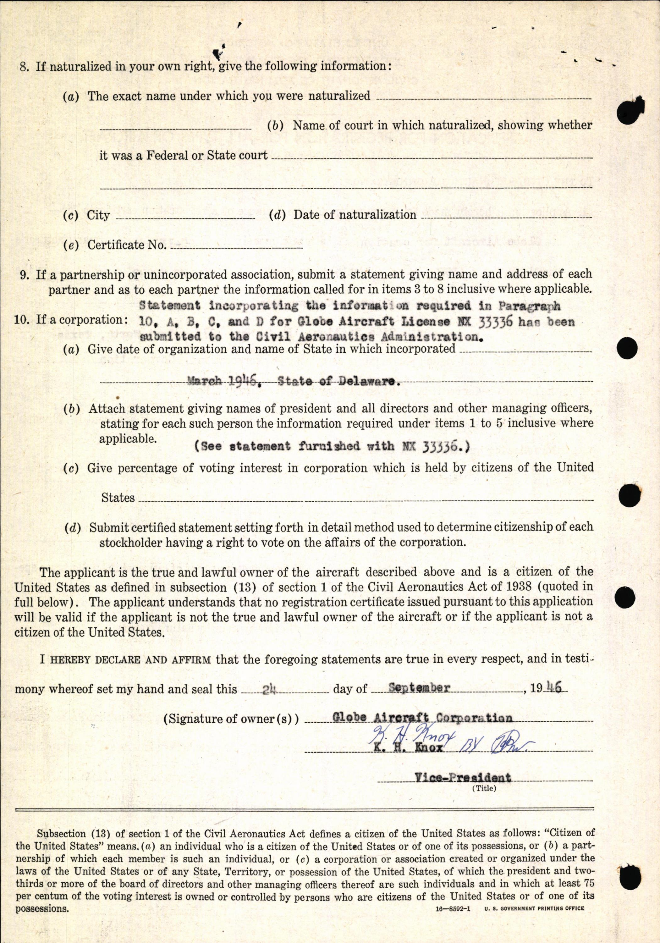 Sample page 4 from AirCorps Library document: Technical Information for Serial Number 1192