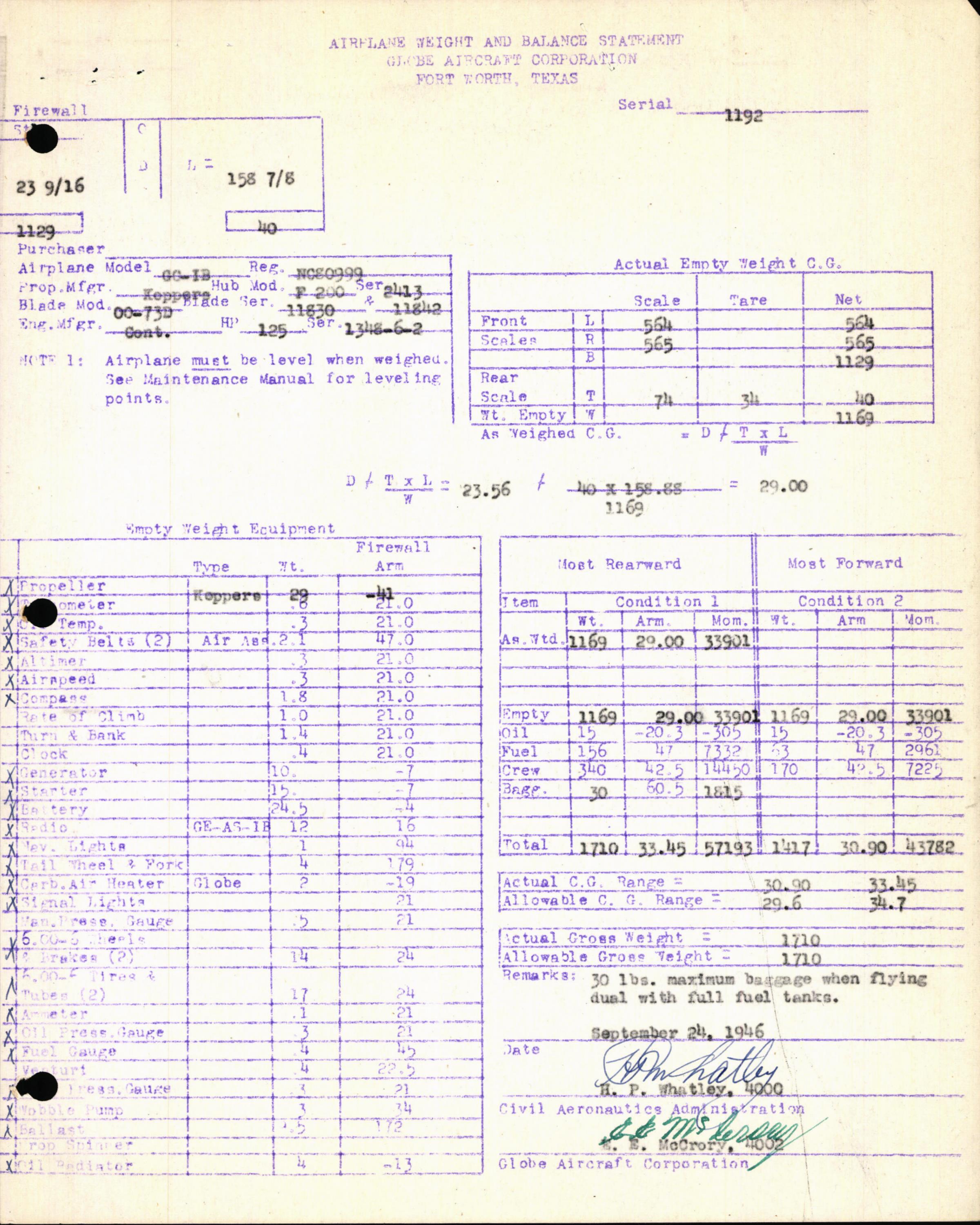 Sample page 5 from AirCorps Library document: Technical Information for Serial Number 1192