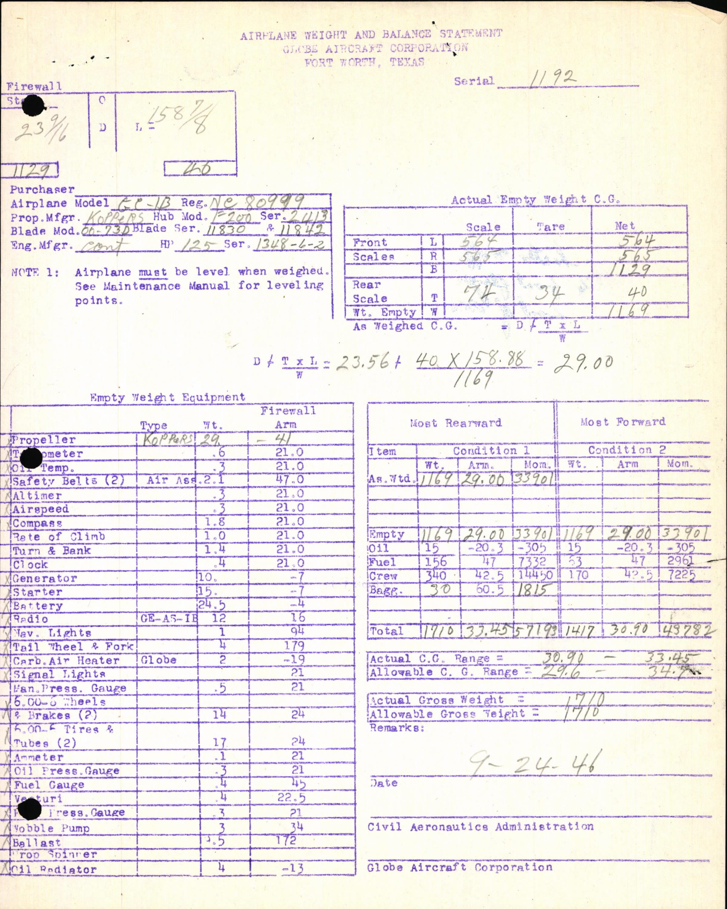 Sample page 7 from AirCorps Library document: Technical Information for Serial Number 1192