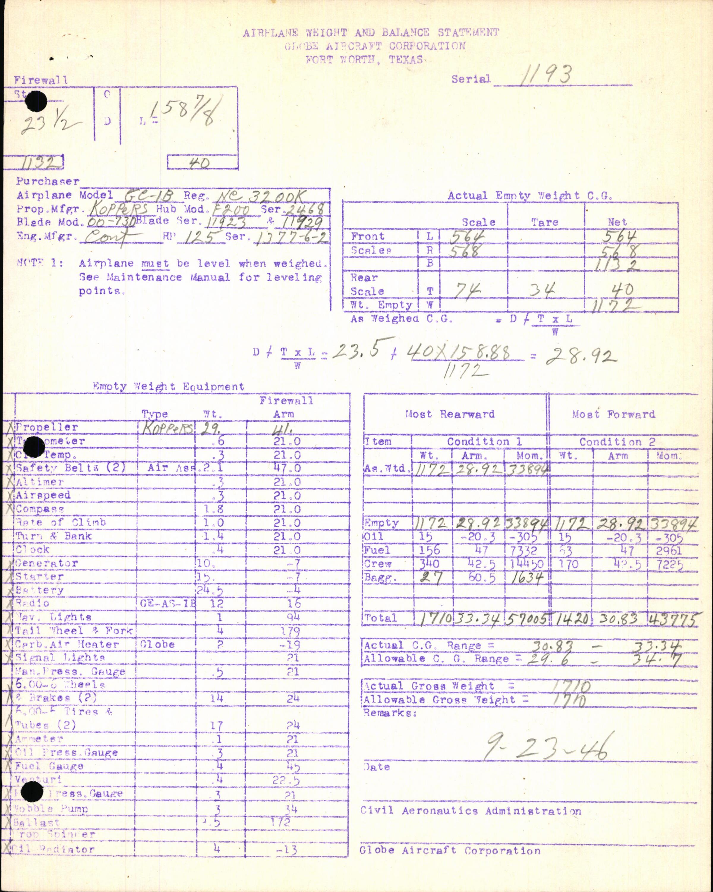 Sample page 7 from AirCorps Library document: Technical Information for Serial Number 1193