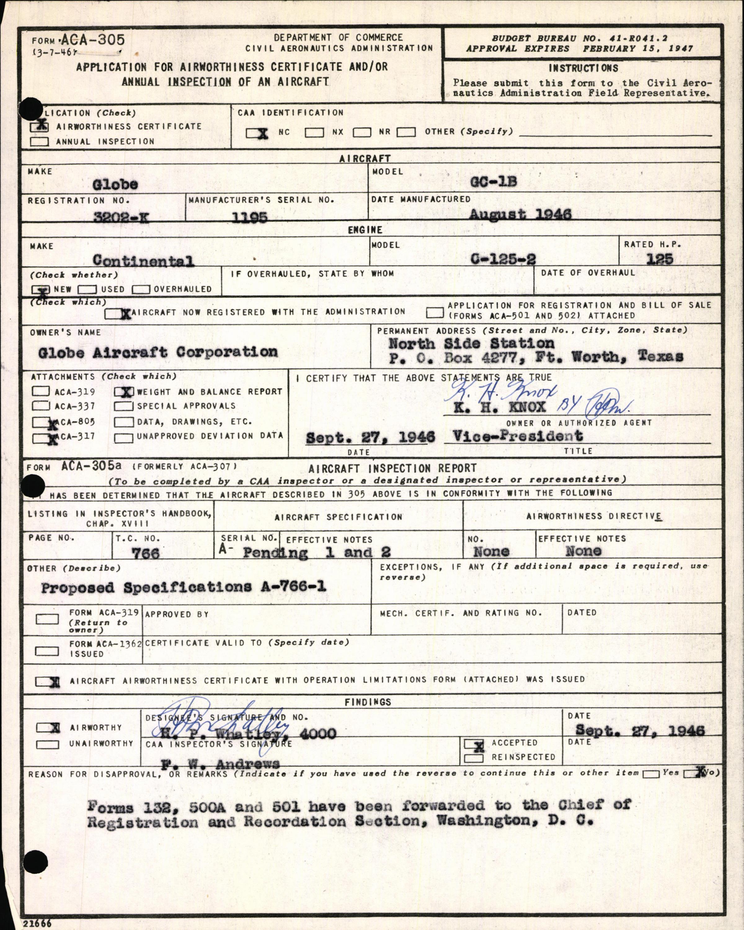 Sample page 3 from AirCorps Library document: Technical Information for Serial Number 1195