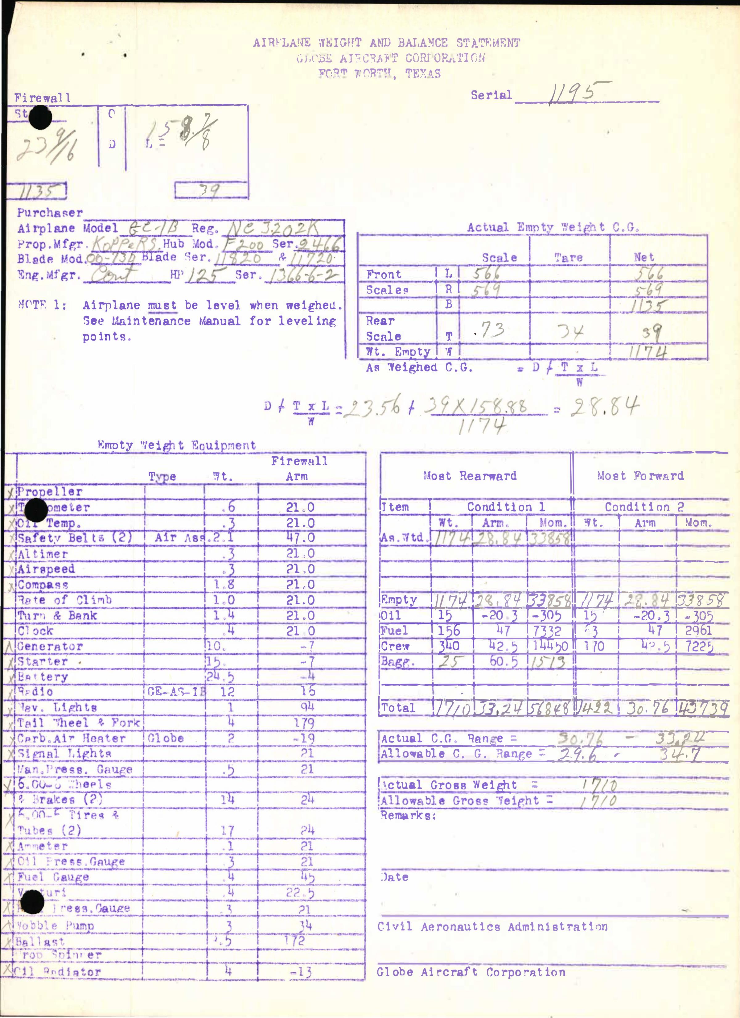 Sample page 7 from AirCorps Library document: Technical Information for Serial Number 1195