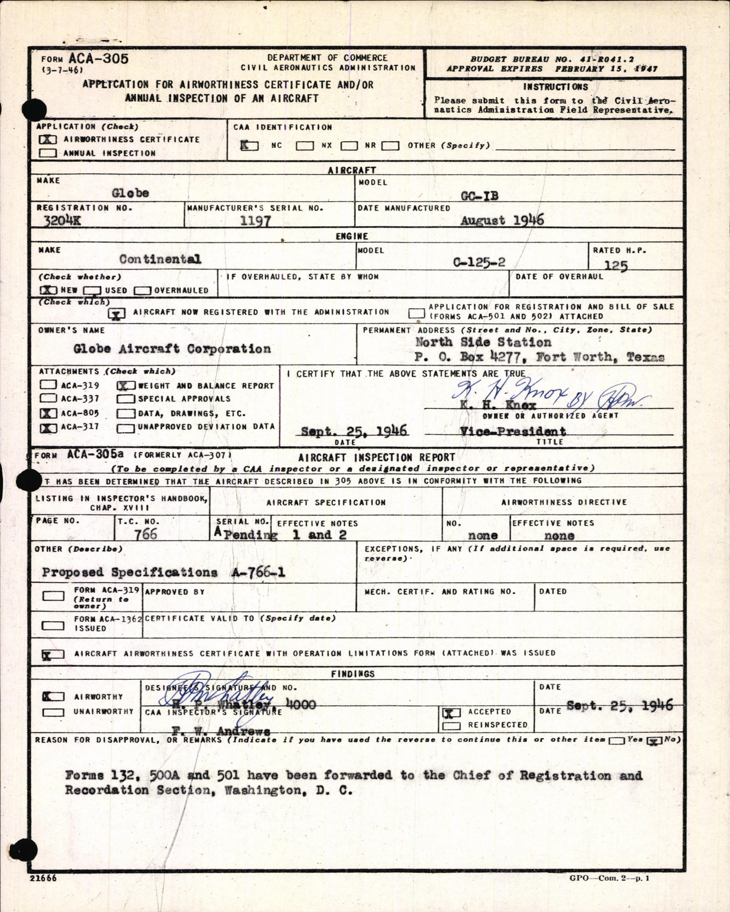 Sample page 3 from AirCorps Library document: Technical Information for Serial Number 1197