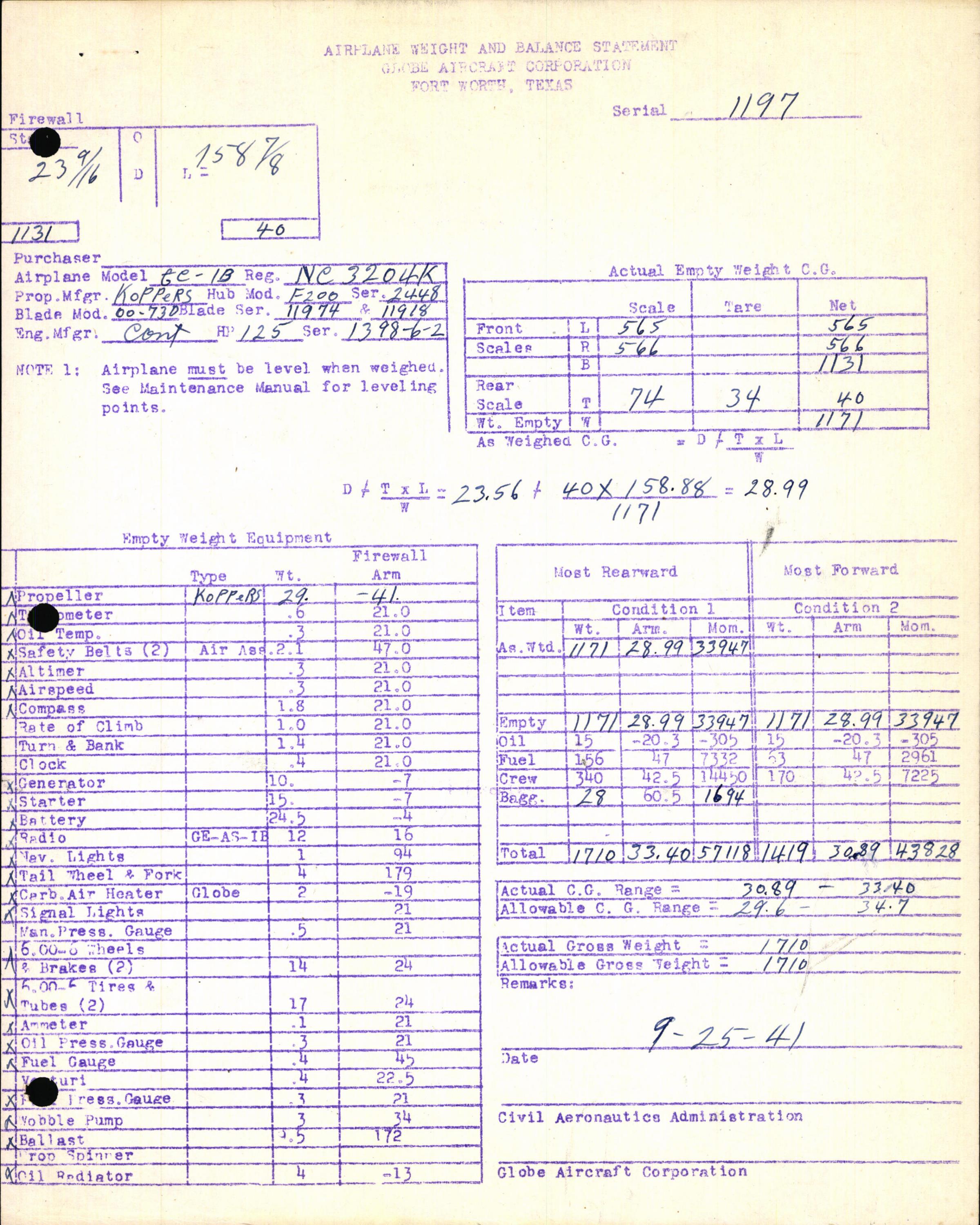 Sample page 7 from AirCorps Library document: Technical Information for Serial Number 1197