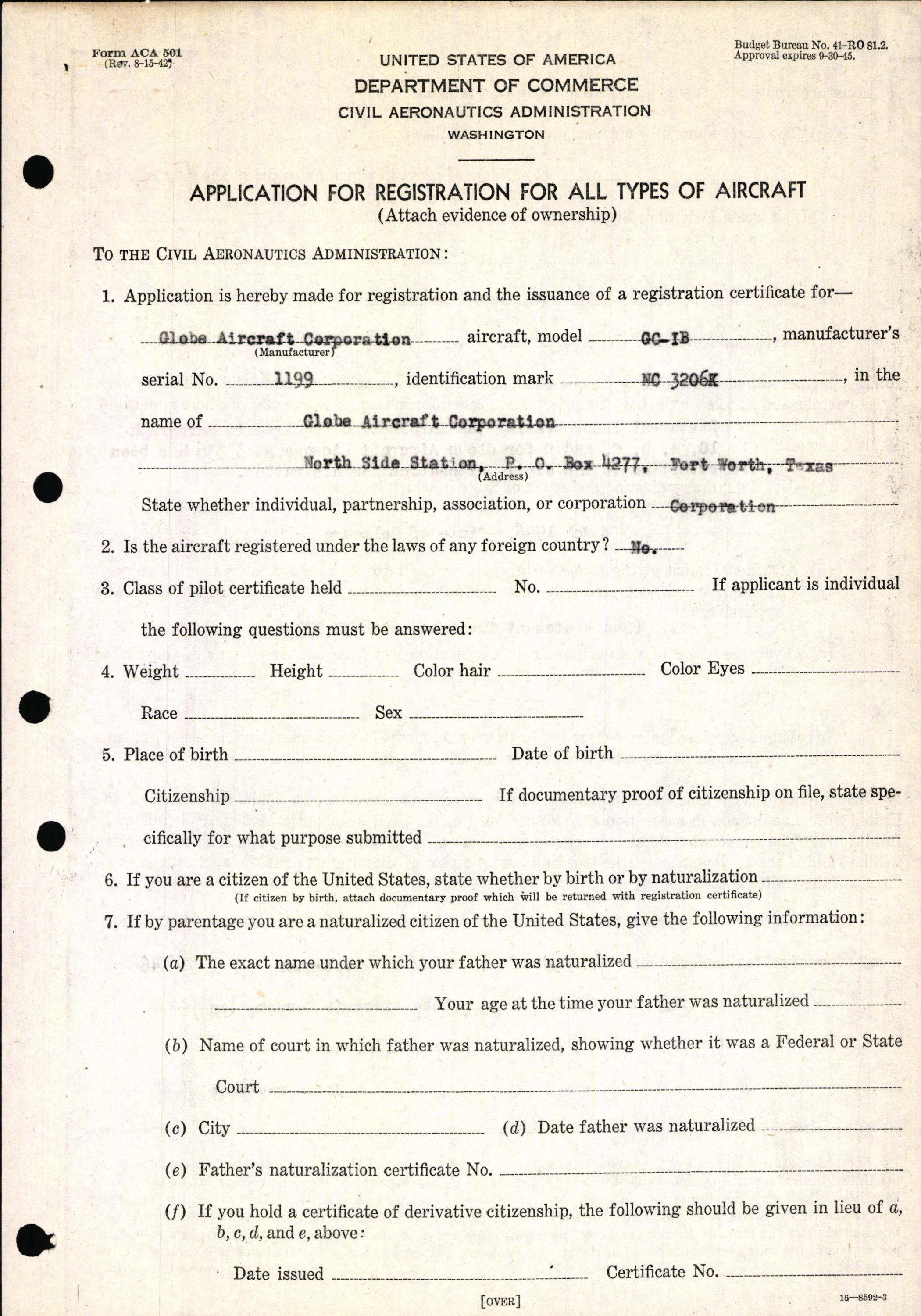 Sample page 3 from AirCorps Library document: Technical Information for Serial Number 1199
