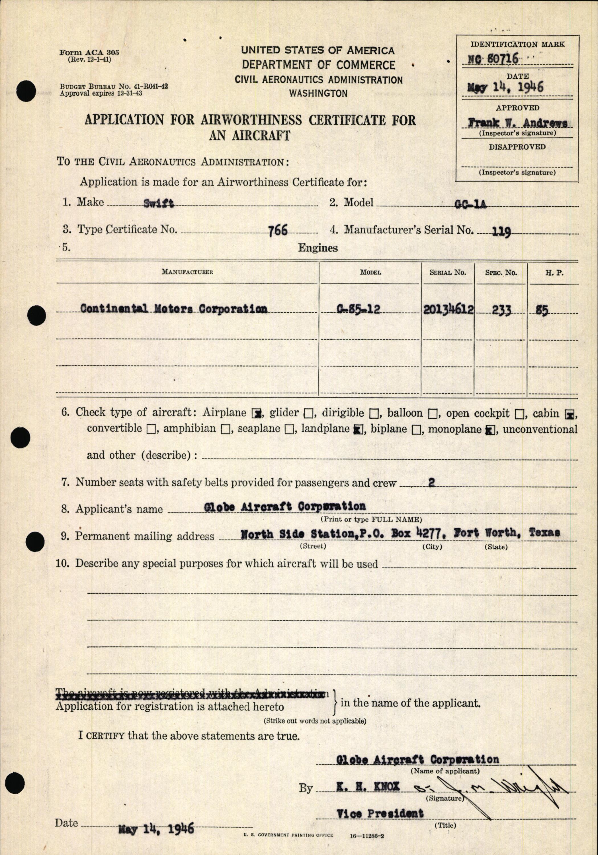 Sample page 13 from AirCorps Library document: Technical Information for Serial Number 119