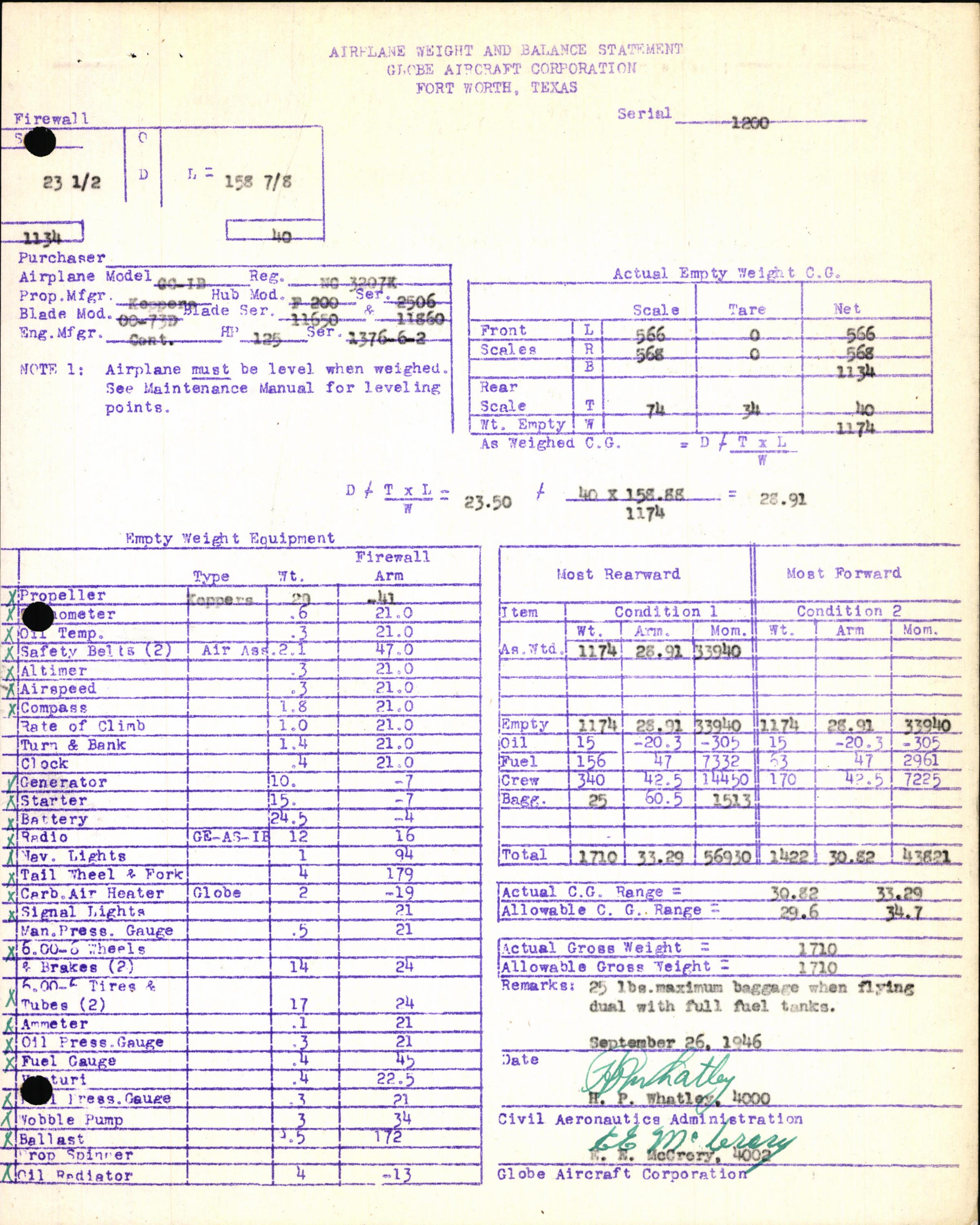 Sample page 7 from AirCorps Library document: Technical Information for Serial Number 1200