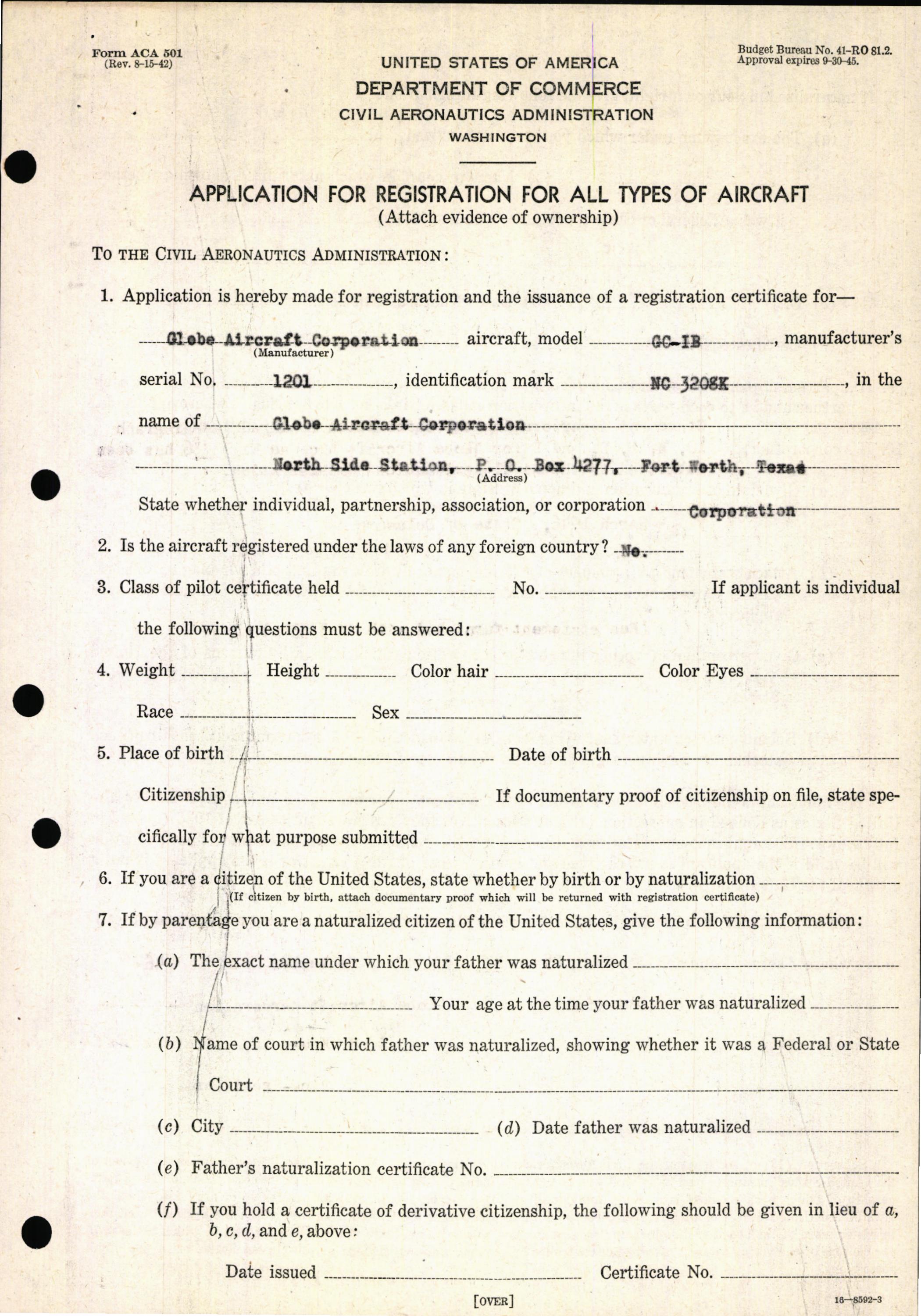 Sample page 5 from AirCorps Library document: Technical Information for Serial Number 1201